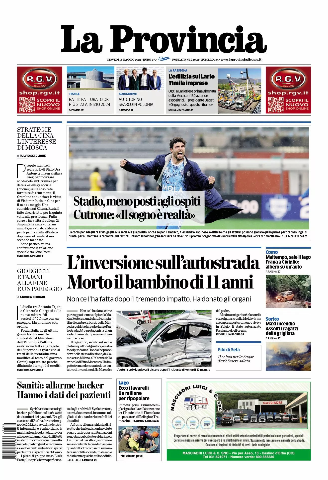 Prima-pagina-la-provincia-oggi-oggi-edizione-del-2024-05-16