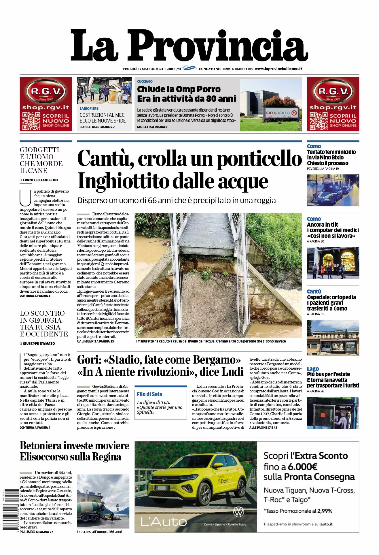 Prima-pagina-la-provincia-oggi-oggi-edizione-del-2024-05-17