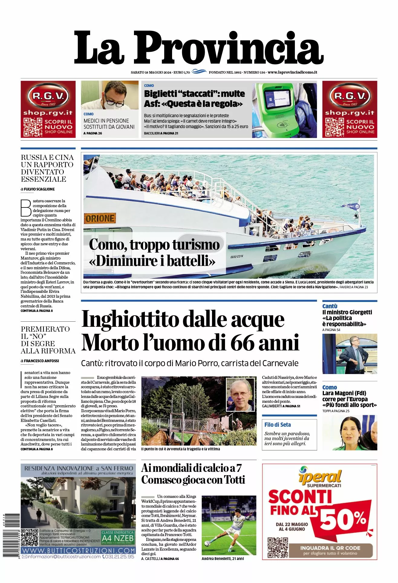 Prima-pagina-la-provincia-oggi-oggi-edizione-del-2024-05-18