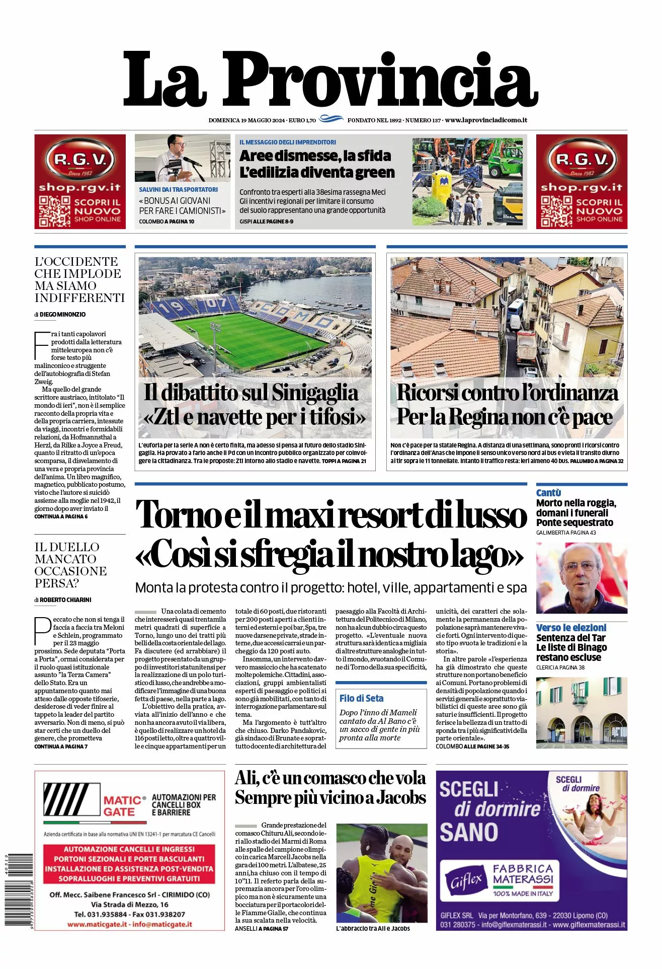 Prima-pagina-la-provincia-oggi-oggi-edizione-del-2024-05-19