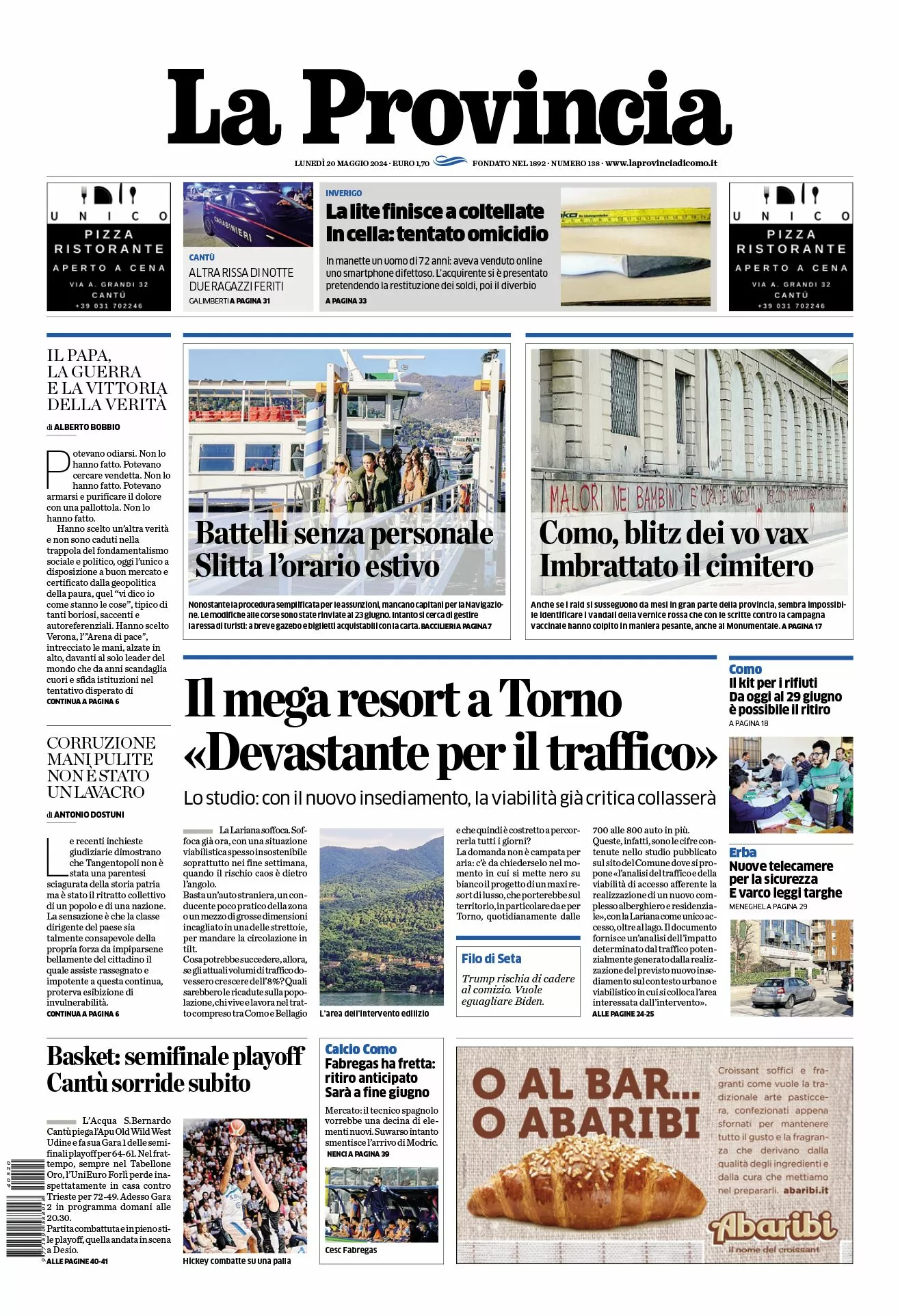 Prima-pagina-la-provincia-oggi-oggi-edizione-del-2024-05-20