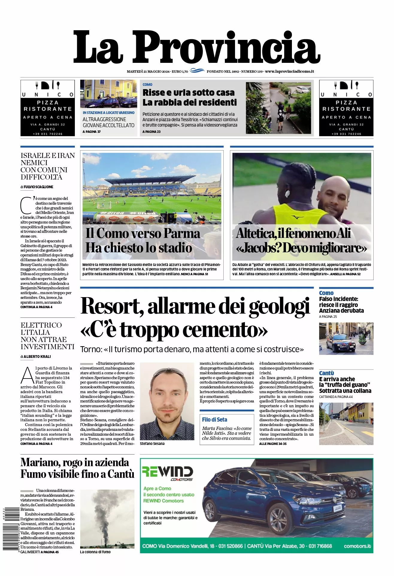 Prima-pagina-la-provincia-oggi-oggi-edizione-del-2024-05-21