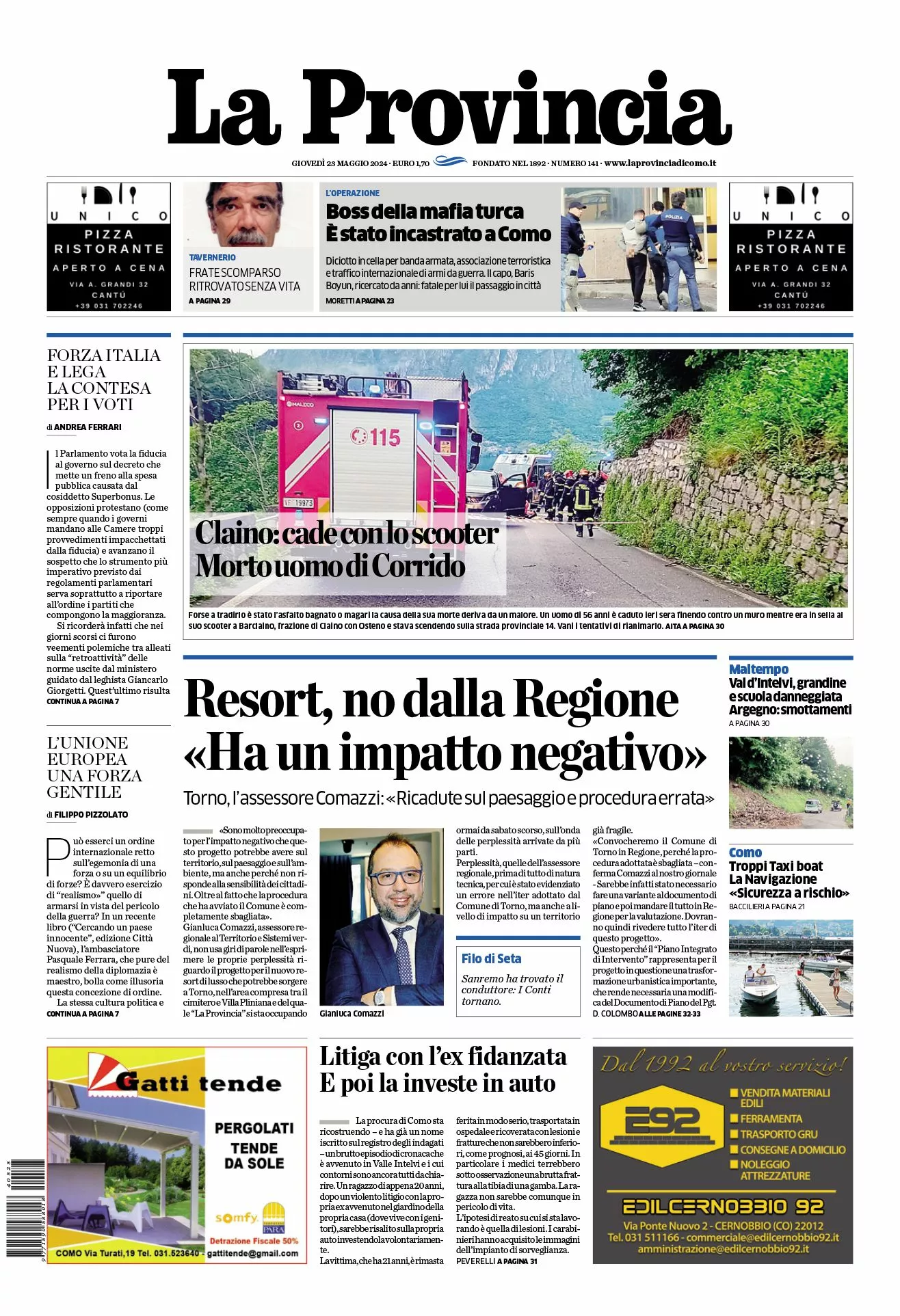 Prima-pagina-la-provincia-oggi-oggi-edizione-del-2024-05-23