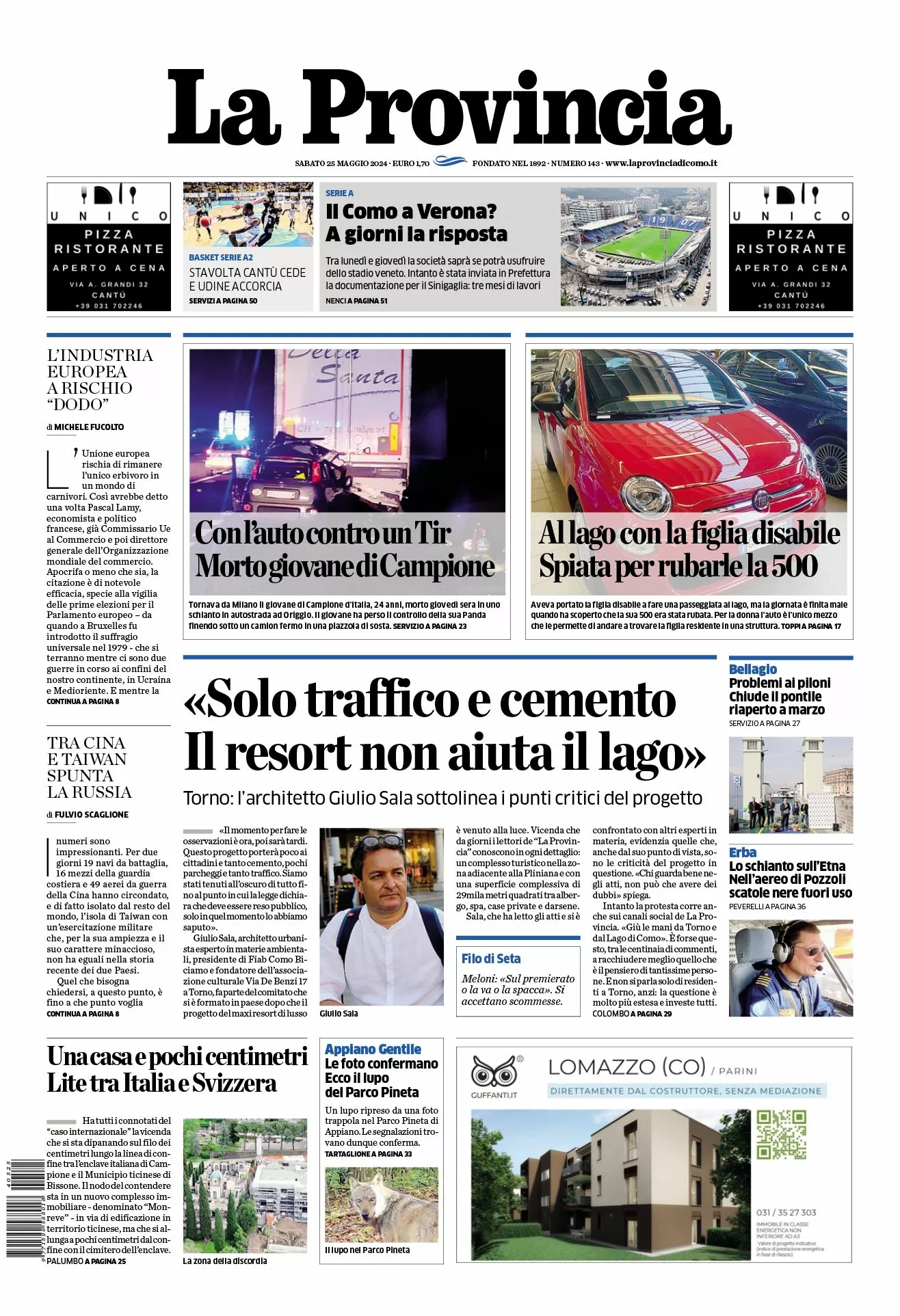 Prima-pagina-la-provincia-oggi-oggi-edizione-del-2024-05-25