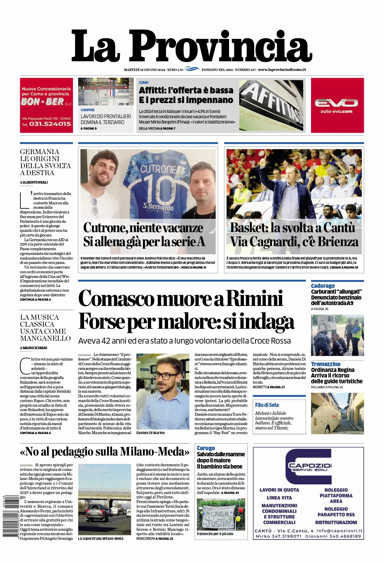 Prima-pagina-la-provincia-oggi-oggi-edizione-del-2024-06-18