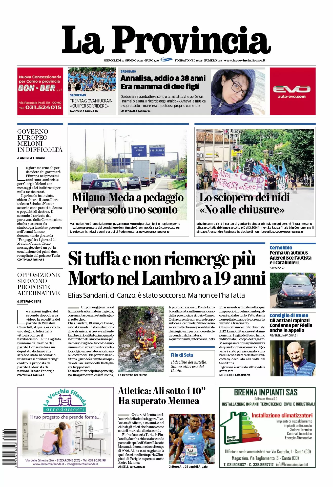 Prima-pagina-la-provincia-oggi-oggi-edizione-del-2024-06-19