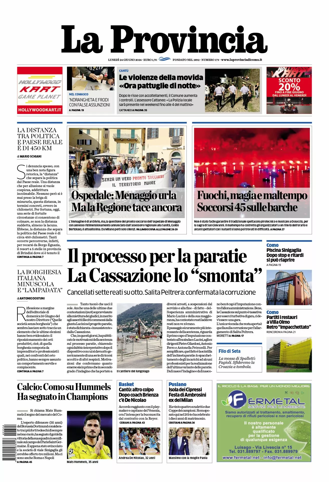 Prima-pagina-la-provincia-oggi-oggi-edizione-del-2024-06-24