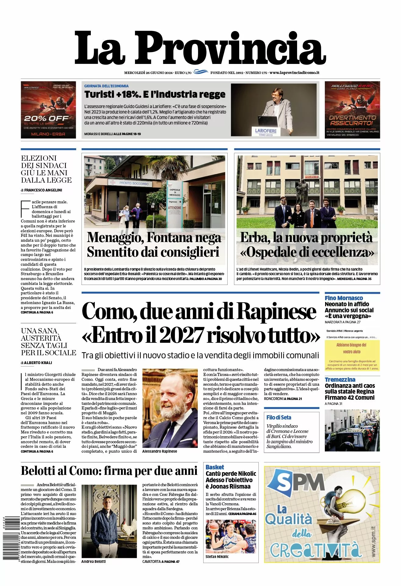 Prima-pagina-la-provincia-oggi-oggi-edizione-del-2024-06-26