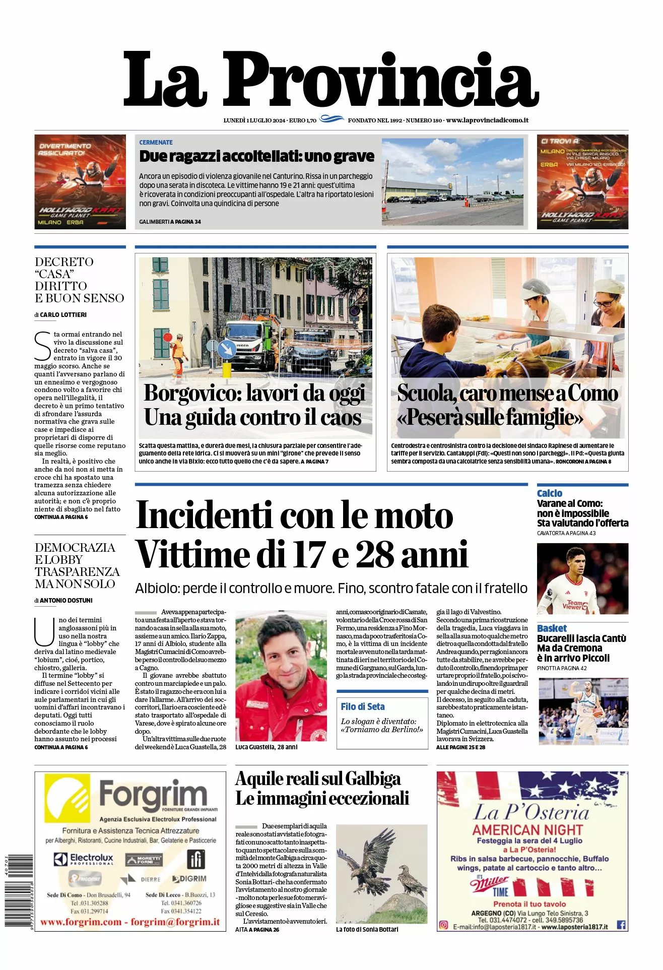 Prima-pagina-la-provincia-oggi-oggi-edizione-del-2024-07-01