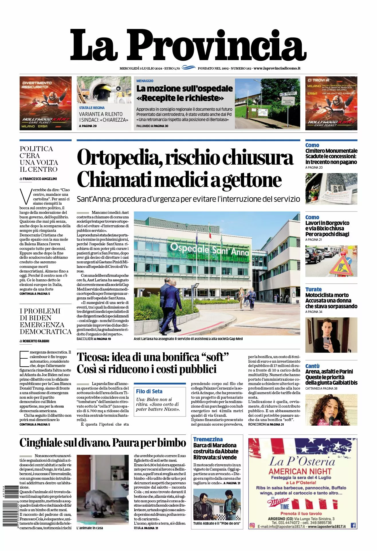 Prima-pagina-la-provincia-oggi-oggi-edizione-del-2024-07-03