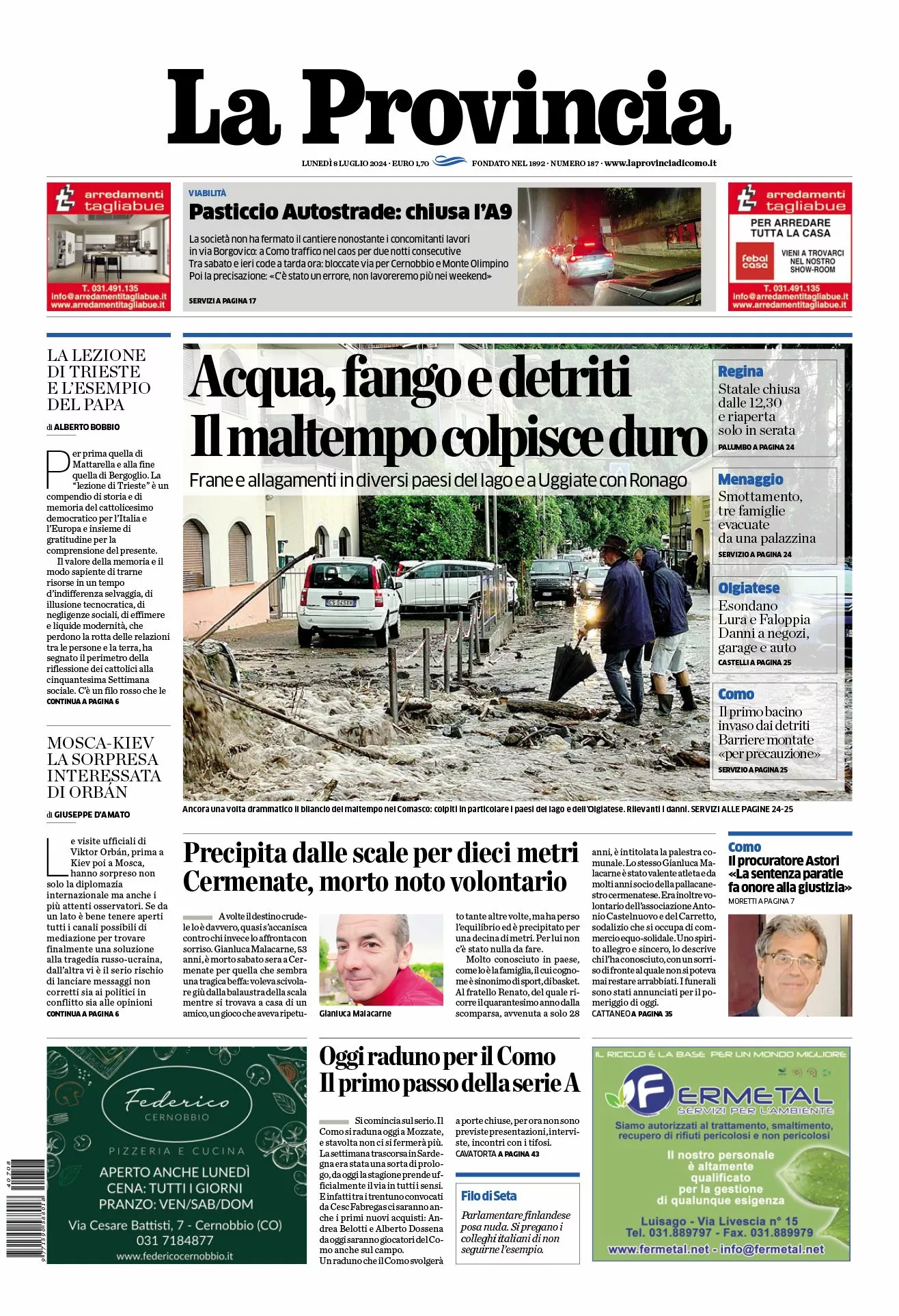 Prima-pagina-la-provincia-oggi-oggi-edizione-del-2024-07-08