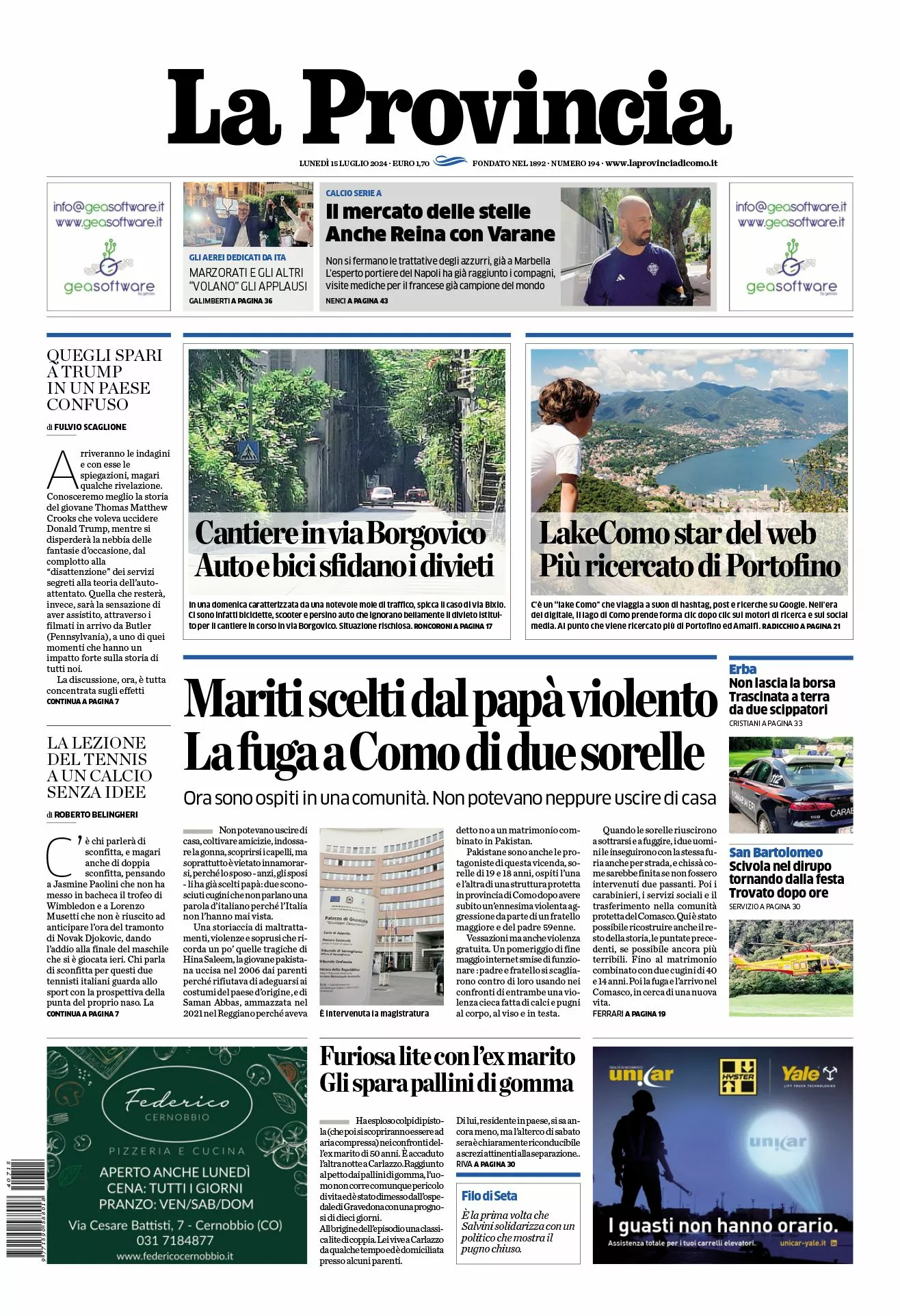 Prima-pagina-la-provincia-oggi-oggi-edizione-del-2024-07-15