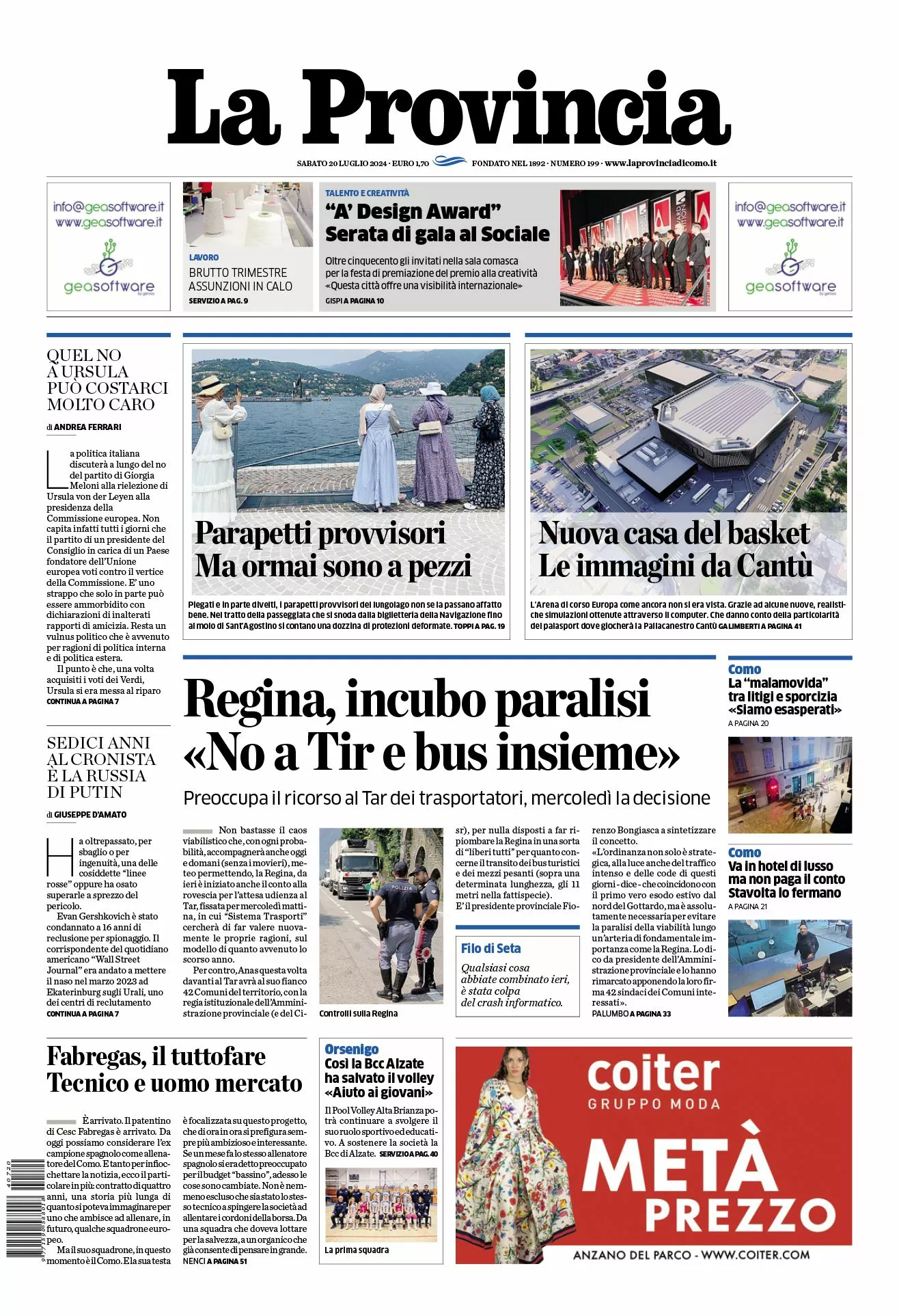 Prima-pagina-la-provincia-oggi-oggi-edizione-del-2024-07-20