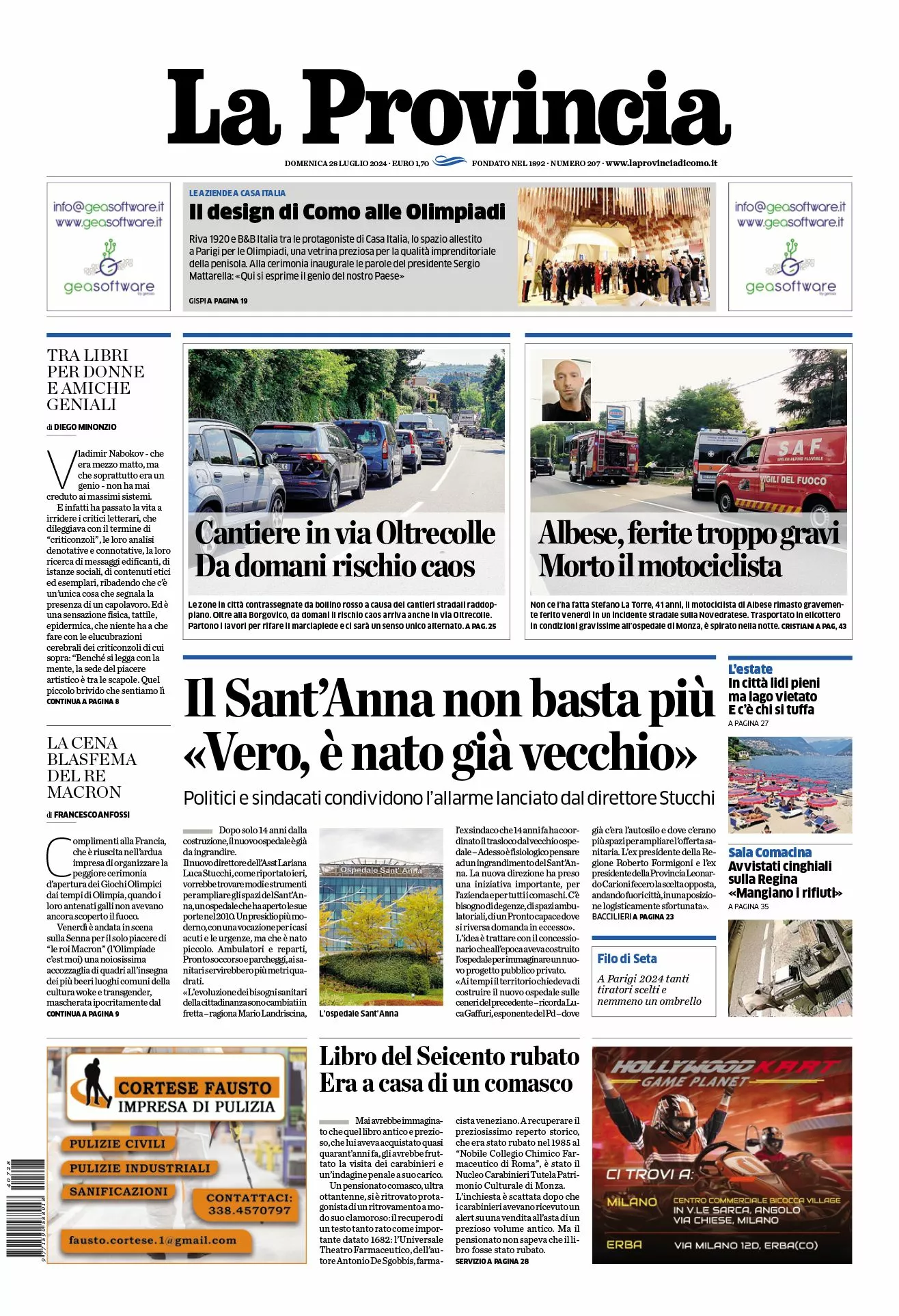 Prima-pagina-la-provincia-oggi-oggi-edizione-del-2024-07-28