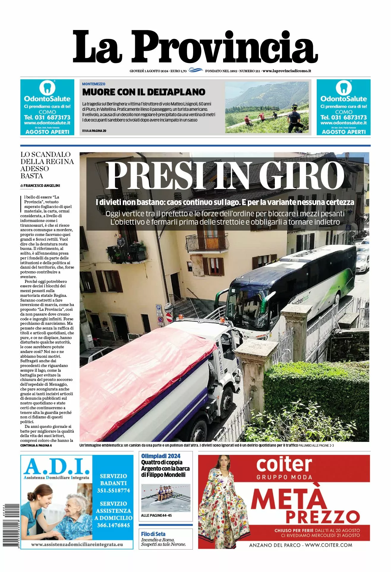 Prima-pagina-la-provincia-oggi-oggi-edizione-del-2024-08-01