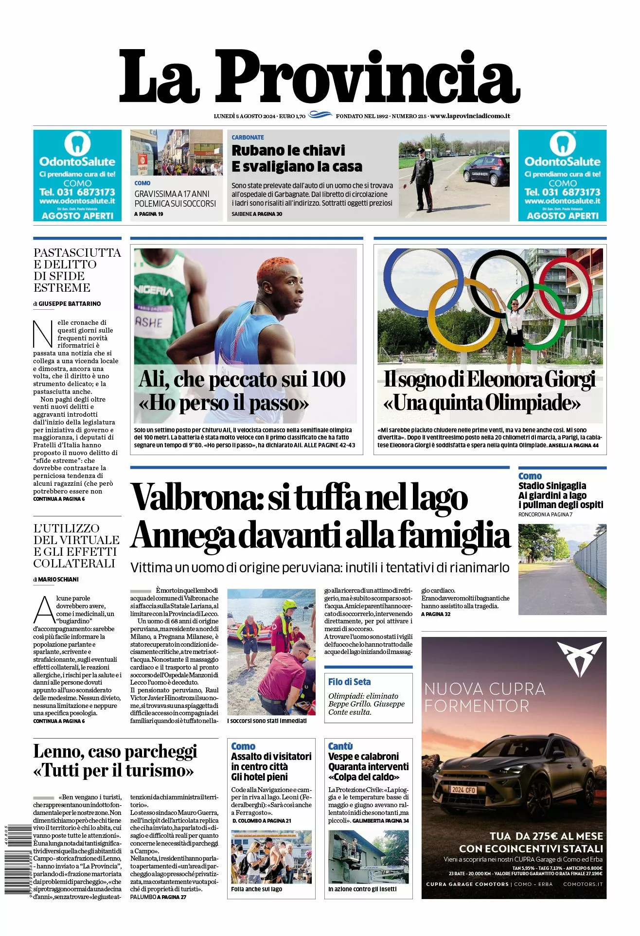 Prima-pagina-la-provincia-oggi-oggi-edizione-del-2024-08-05