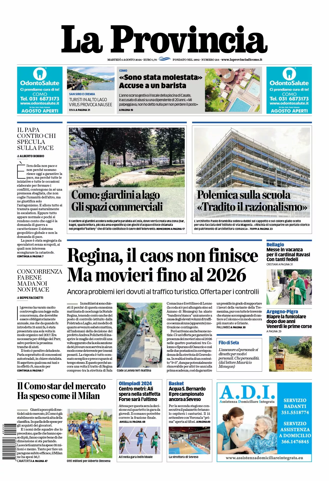 Prima-pagina-la-provincia-oggi-oggi-edizione-del-2024-08-06