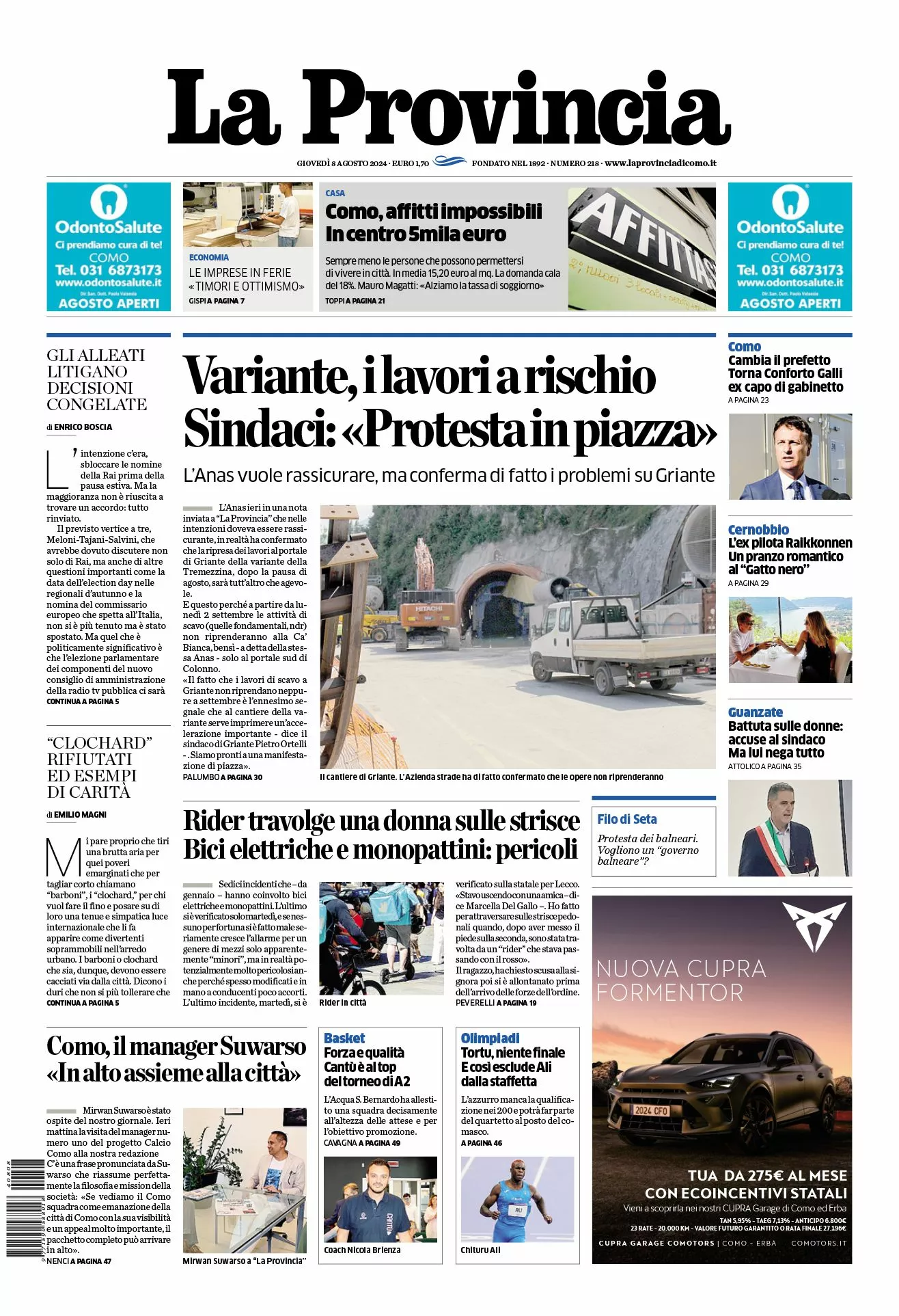 Prima-pagina-la-provincia-oggi-oggi-edizione-del-2024-08-08