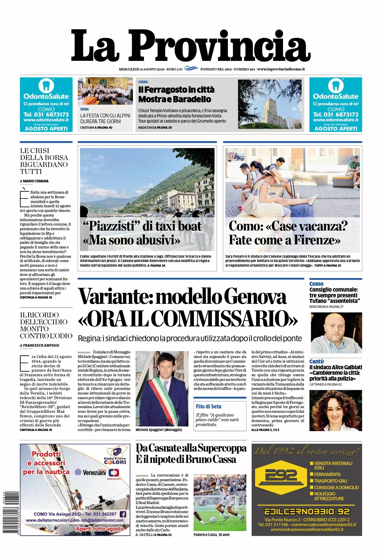 Prima-pagina-la-provincia-oggi-oggi-edizione-del-2024-08-14