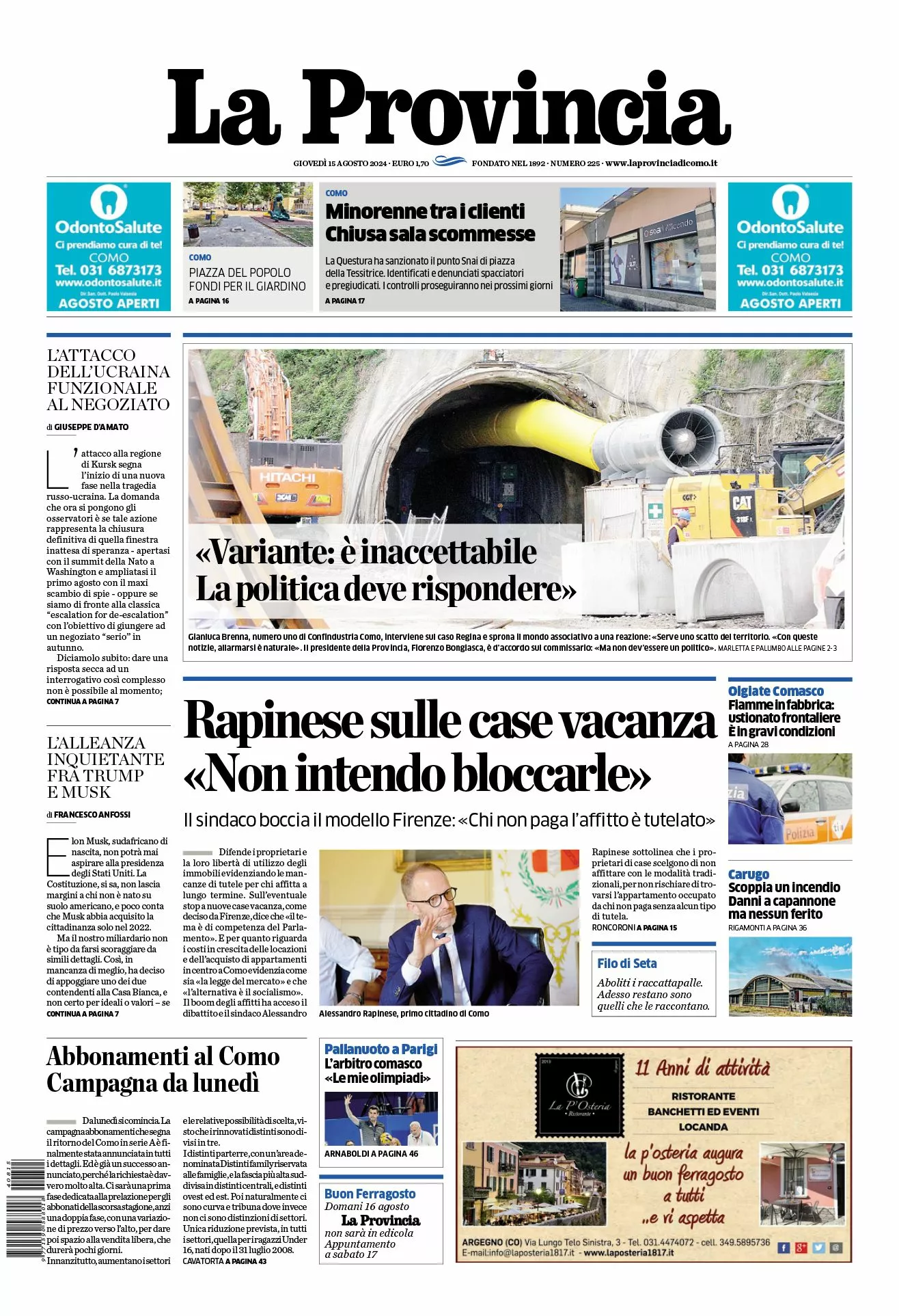 Prima-pagina-la-provincia-oggi-oggi-edizione-del-2024-08-15