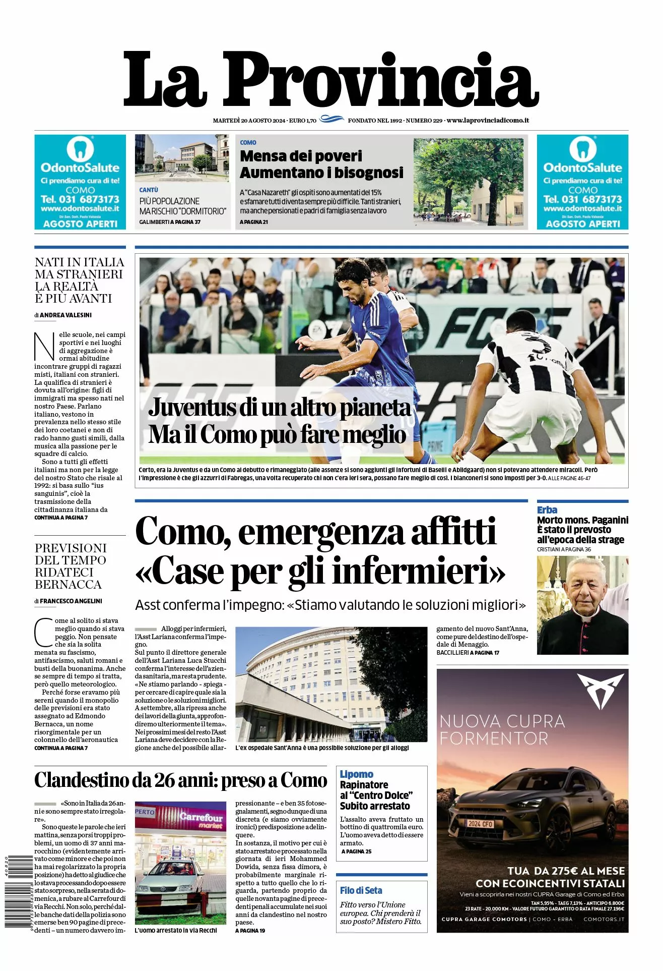 Prima-pagina-la-provincia-oggi-oggi-edizione-del-2024-08-20