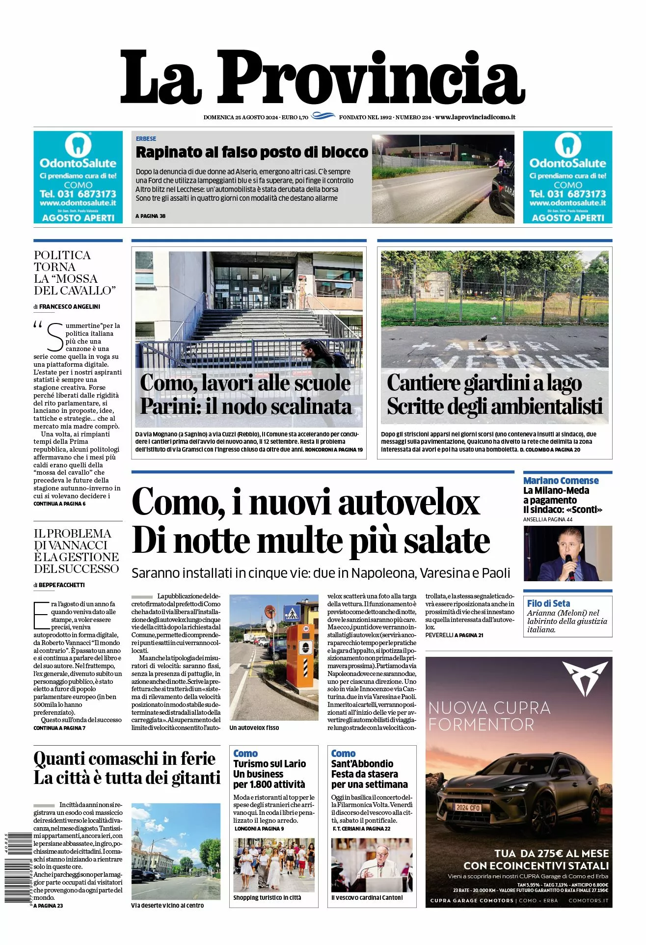 Prima-pagina-la-provincia-oggi-oggi-edizione-del-2024-08-25