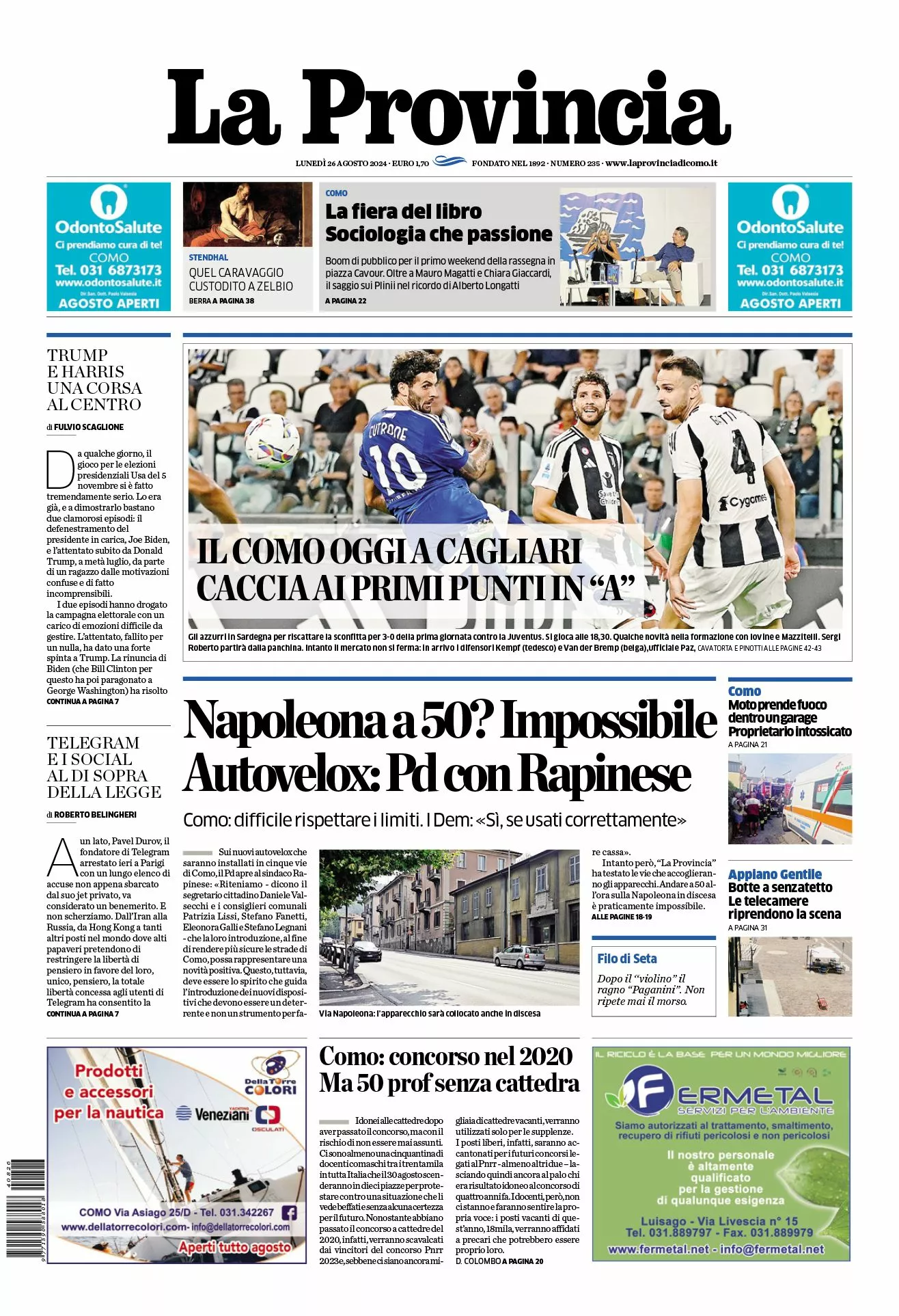 Prima-pagina-la-provincia-oggi-oggi-edizione-del-2024-08-26