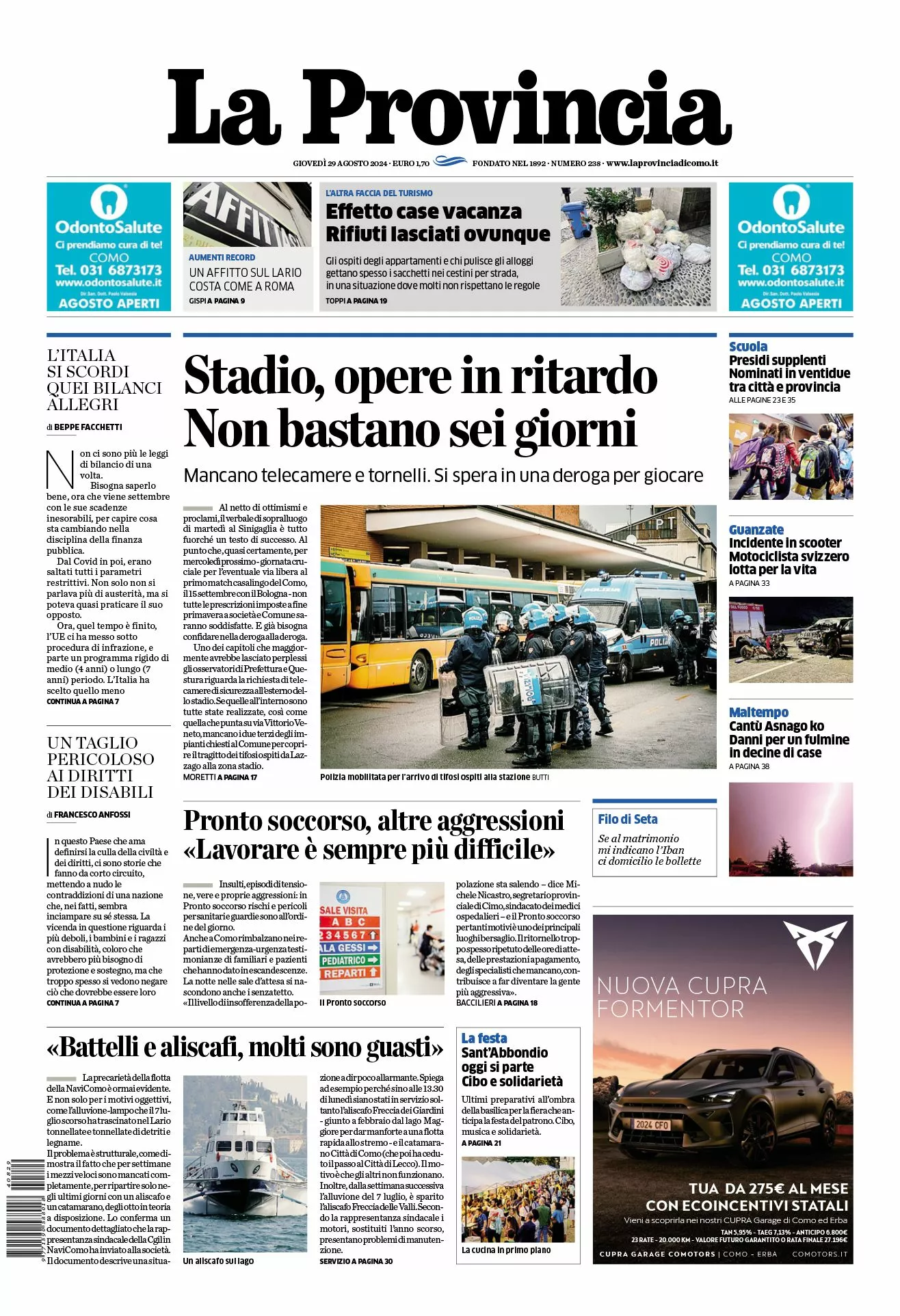 Prima-pagina-la-provincia-oggi-oggi-edizione-del-2024-08-29