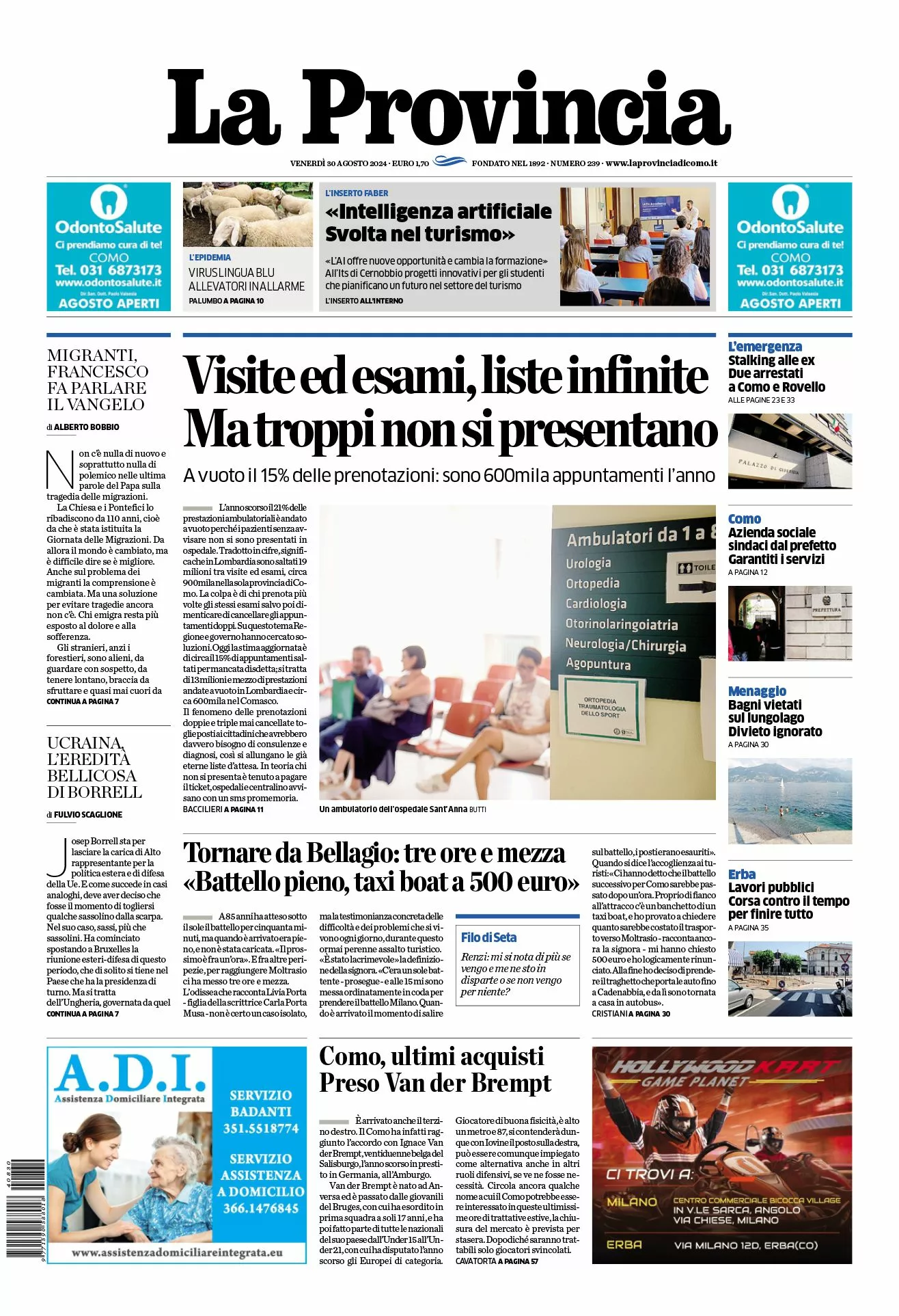 Prima-pagina-la-provincia-oggi-oggi-edizione-del-2024-08-30