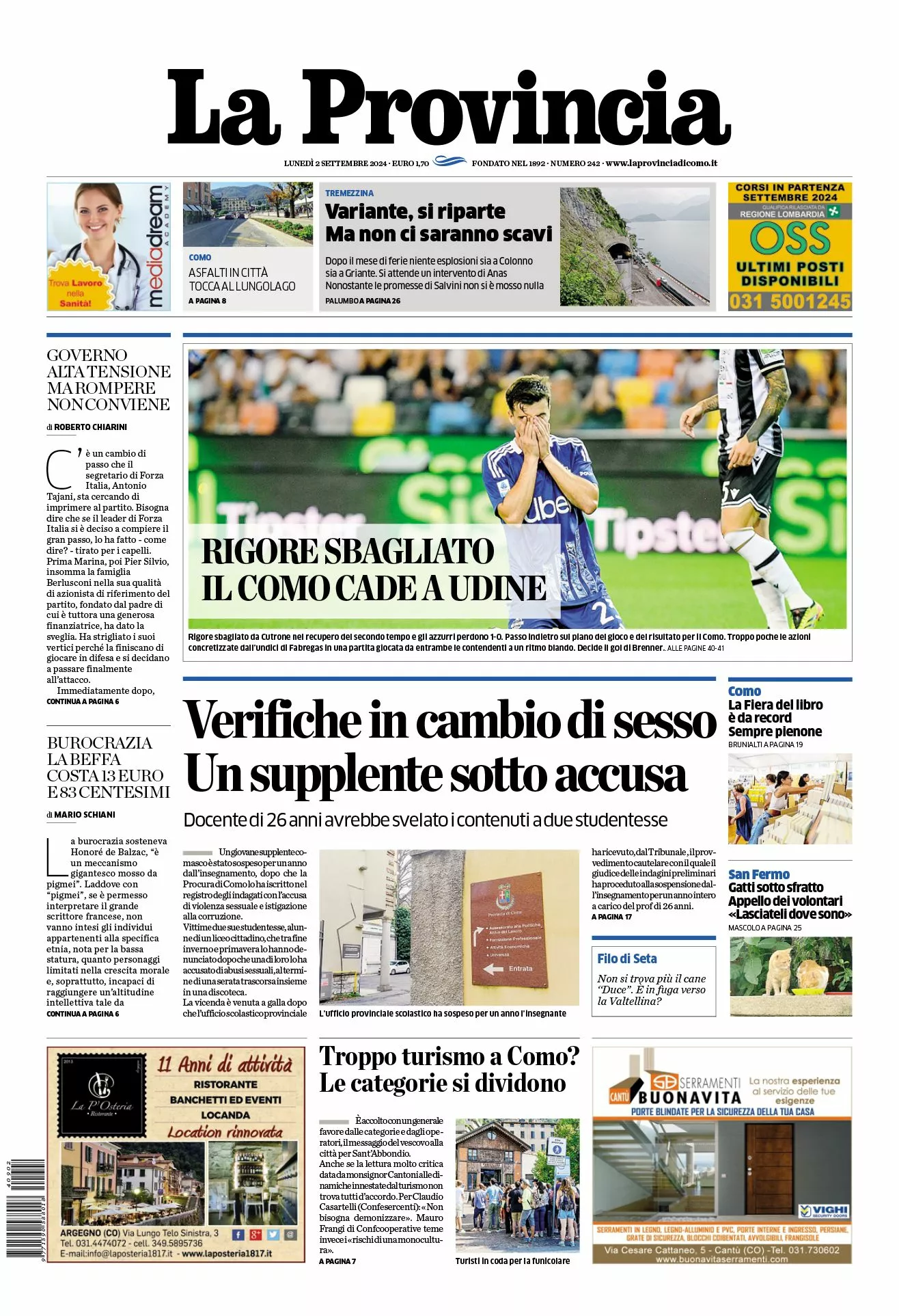 Prima-pagina-la-provincia-oggi-oggi-edizione-del-2024-09-02