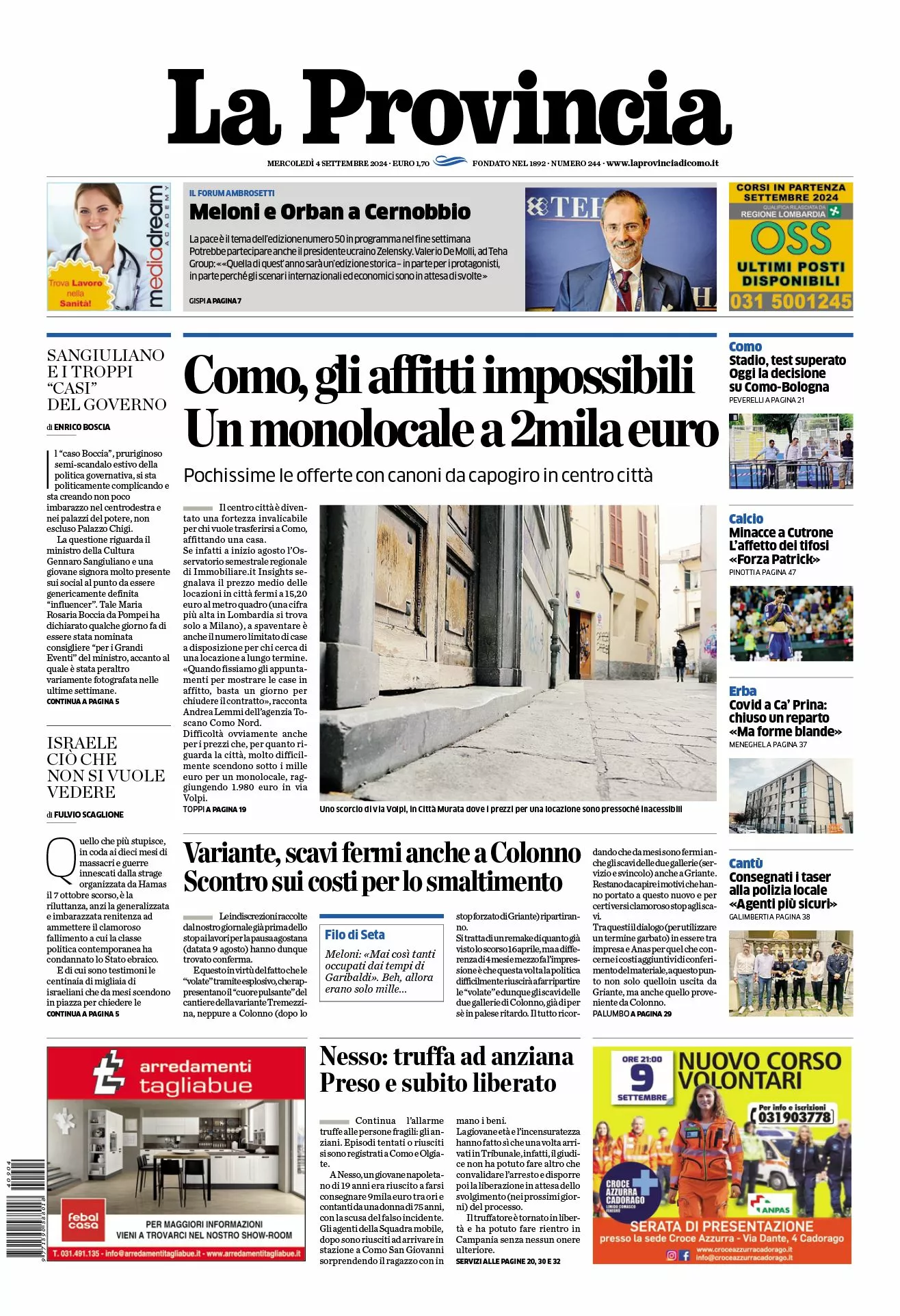 Prima-pagina-la-provincia-oggi-oggi-edizione-del-2024-09-04