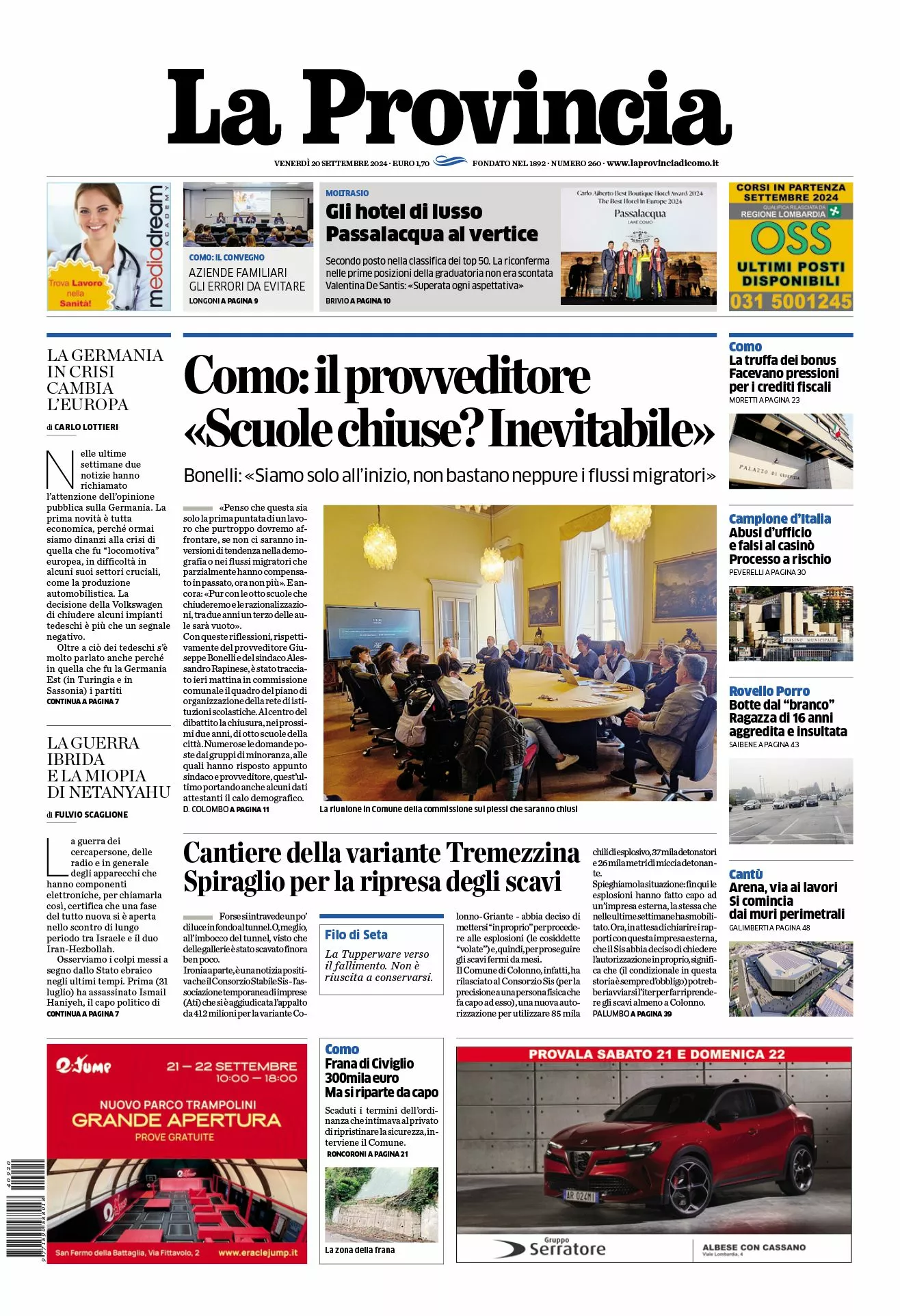 Prima-pagina-la-provincia-oggi-oggi-edizione-del-2024-09-20