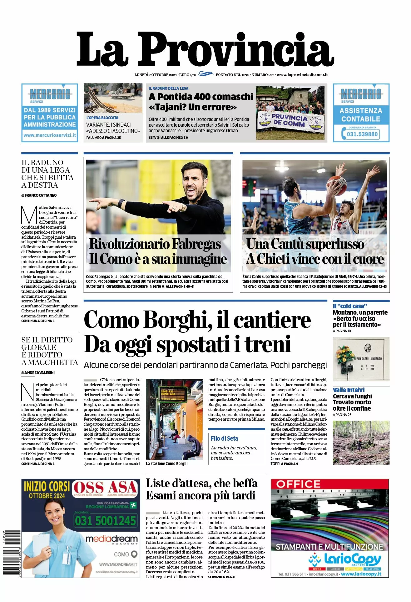 Prima-pagina-la-provincia-oggi-oggi-edizione-del-2024-10-07