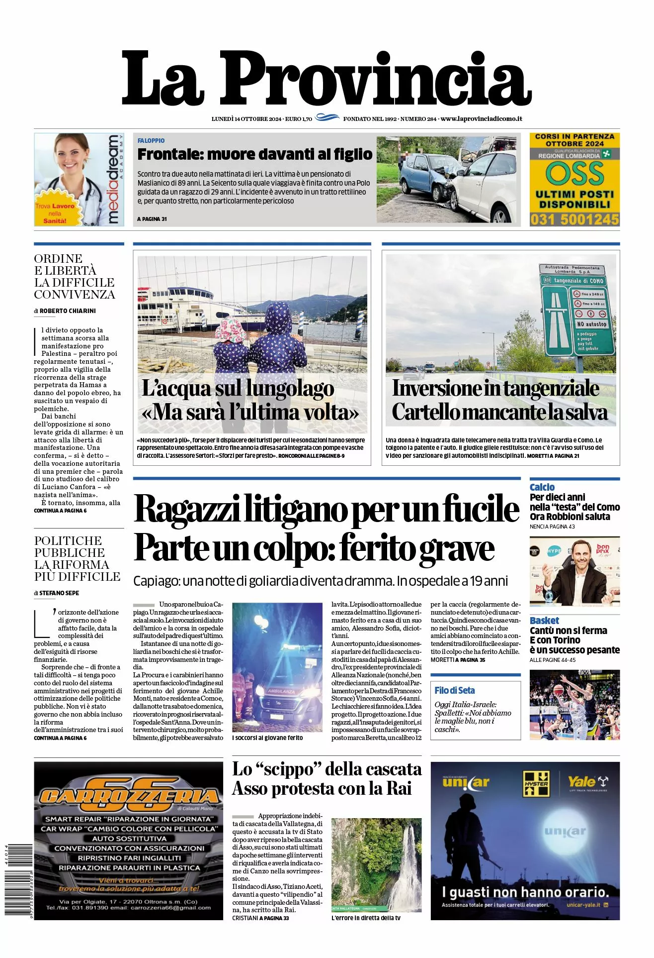 Prima-pagina-la-provincia-oggi-oggi-edizione-del-2024-10-14