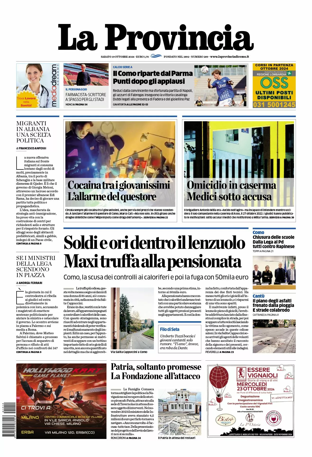 Prima-pagina-la-provincia-oggi-oggi-edizione-del-2024-10-19