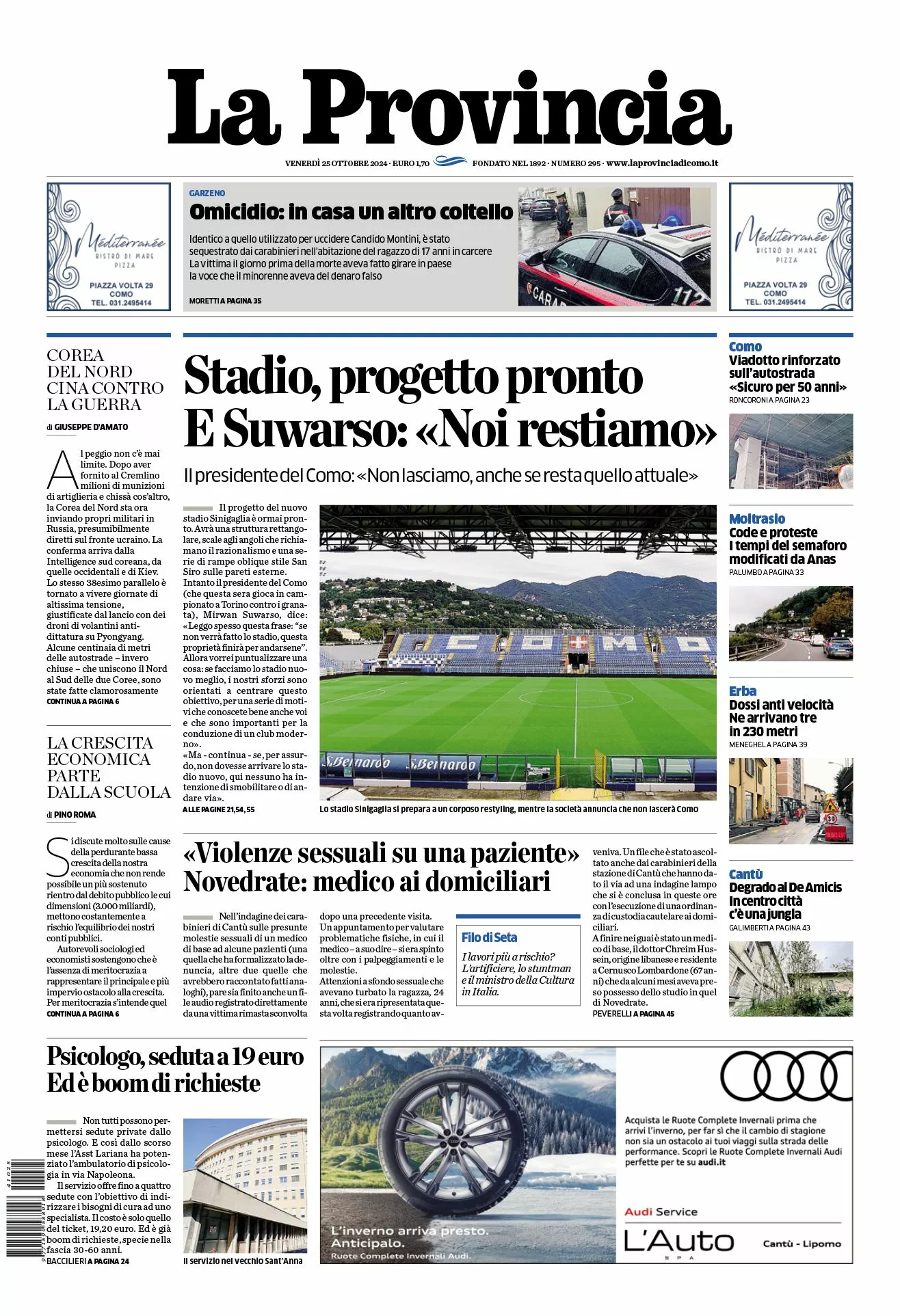 Prima-pagina-la-provincia-oggi-oggi-edizione-del-2024-10-25