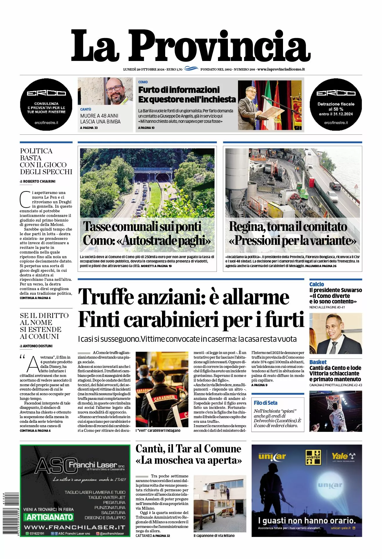 Prima-pagina-la-provincia-oggi-oggi-edizione-del-2024-10-28