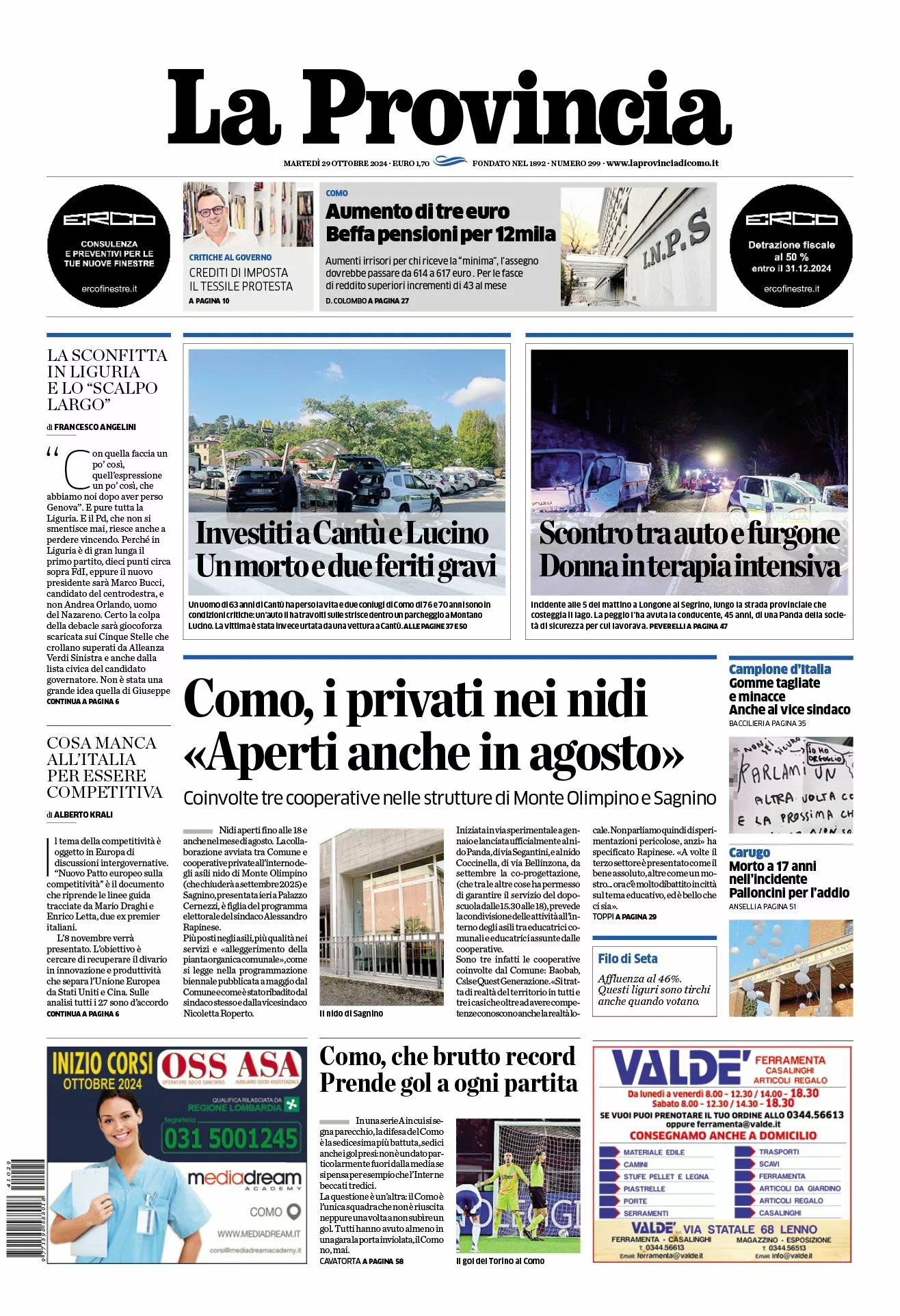 Prima-pagina-la-provincia-oggi-oggi-edizione-del-2024-10-29