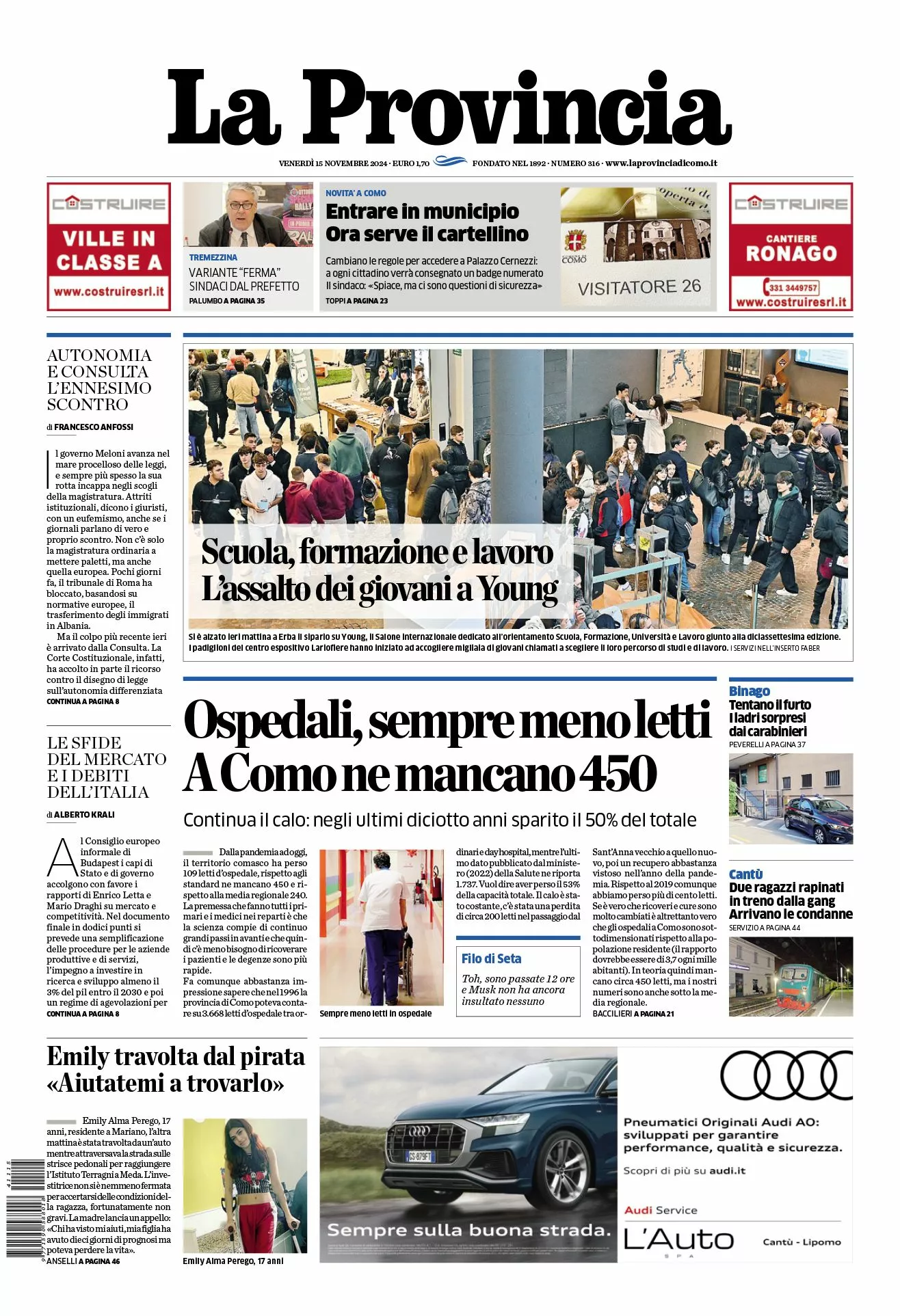 Prima-pagina-la-provincia-oggi-oggi-edizione-del-2024-11-15