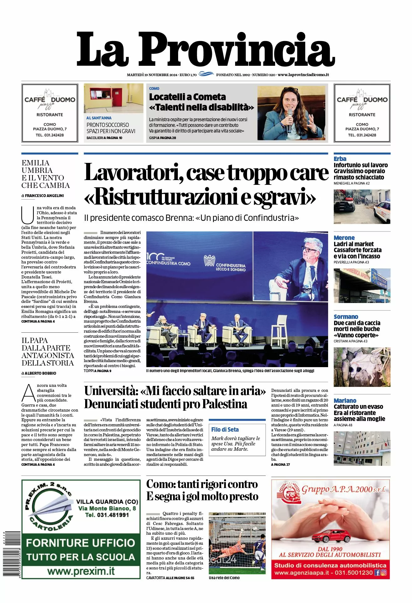 Prima-pagina-la-provincia-oggi-oggi-edizione-del-2024-11-19