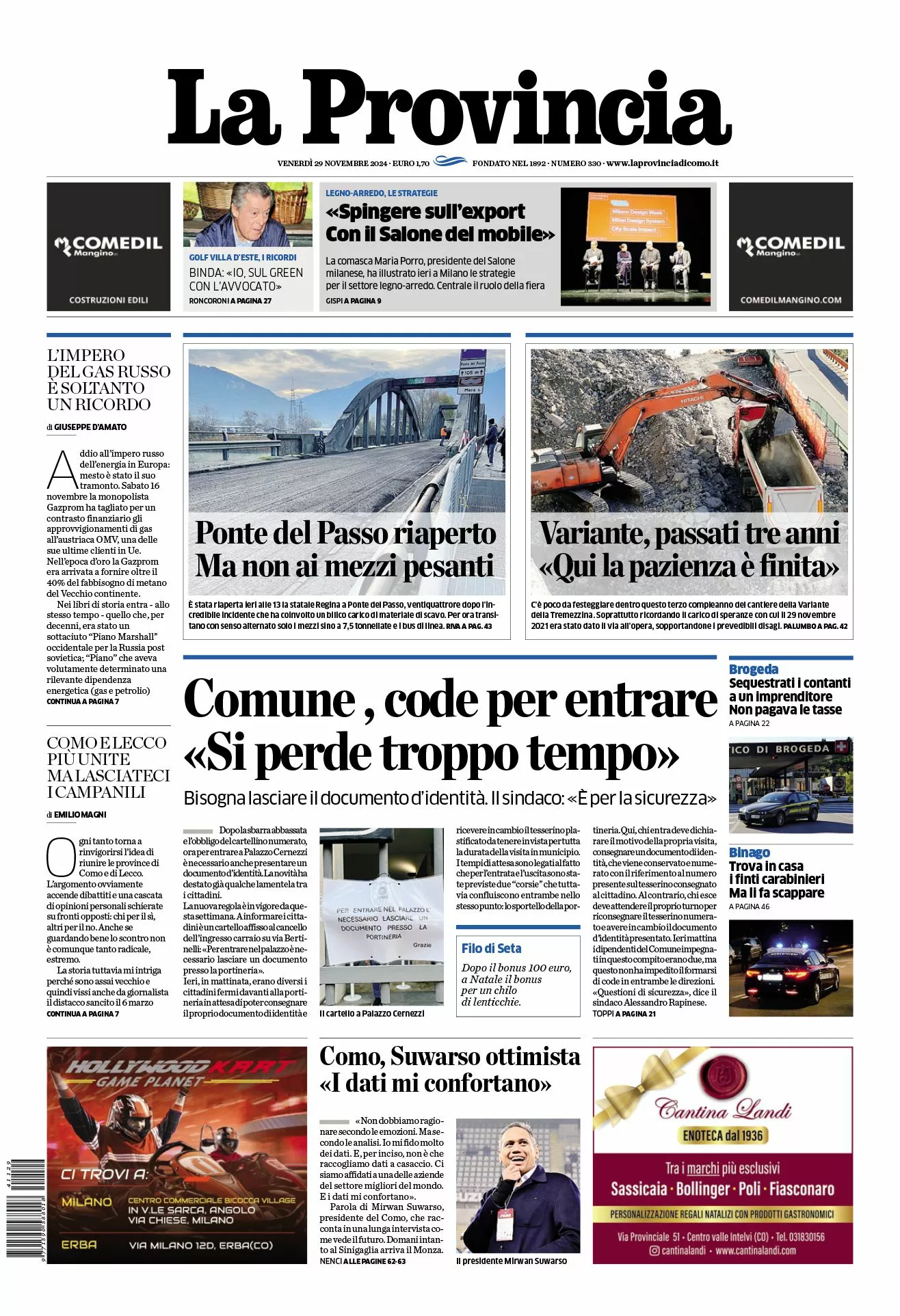 Prima-pagina-la-provincia-oggi-oggi-edizione-del-2024-11-29