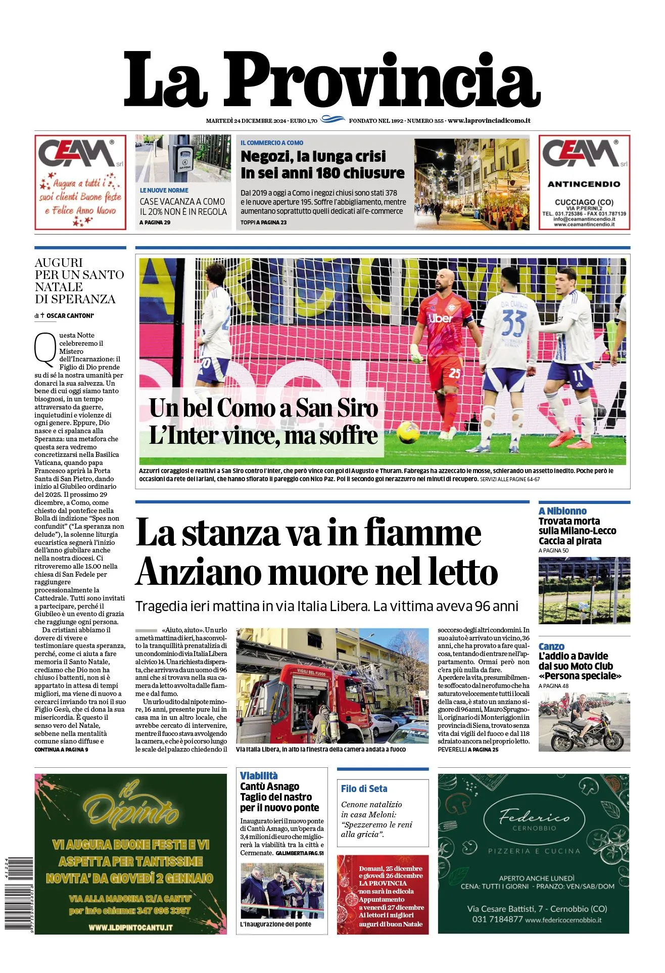 Prima-pagina-la-provincia-oggi-oggi-edizione-del-2024-12-24