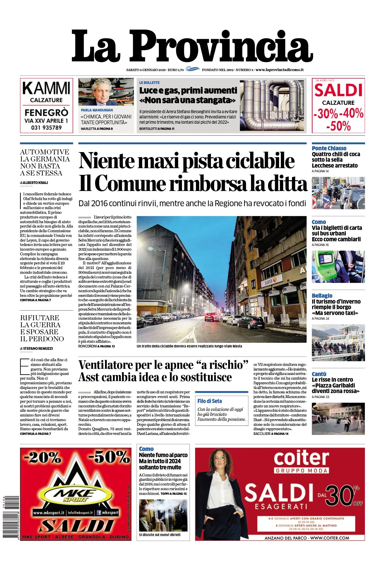 Prima-pagina-la-provincia-oggi-oggi-edizione-del-2025-01-04