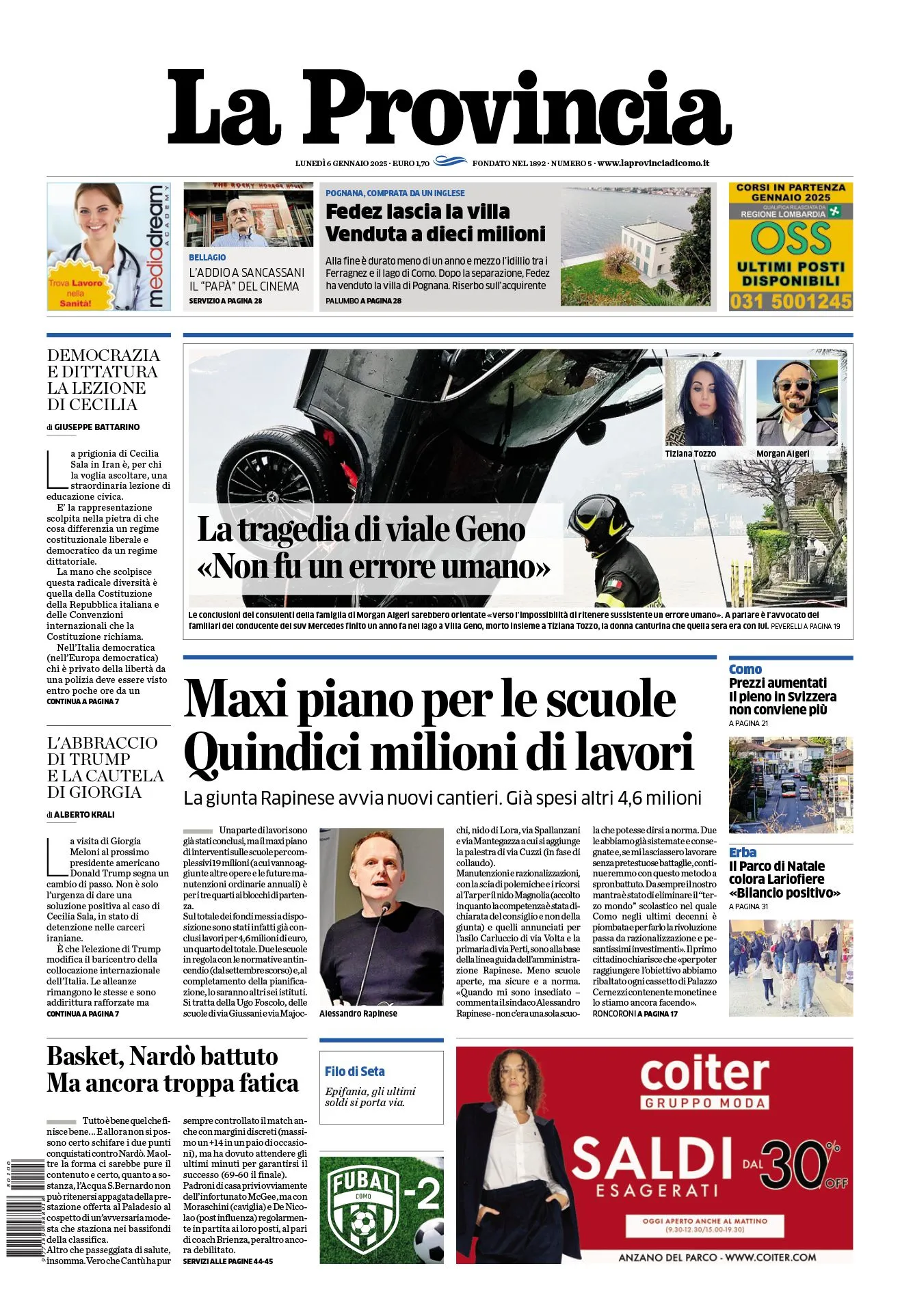 Prima-pagina-la-provincia-oggi-oggi-edizione-del-2025-01-06