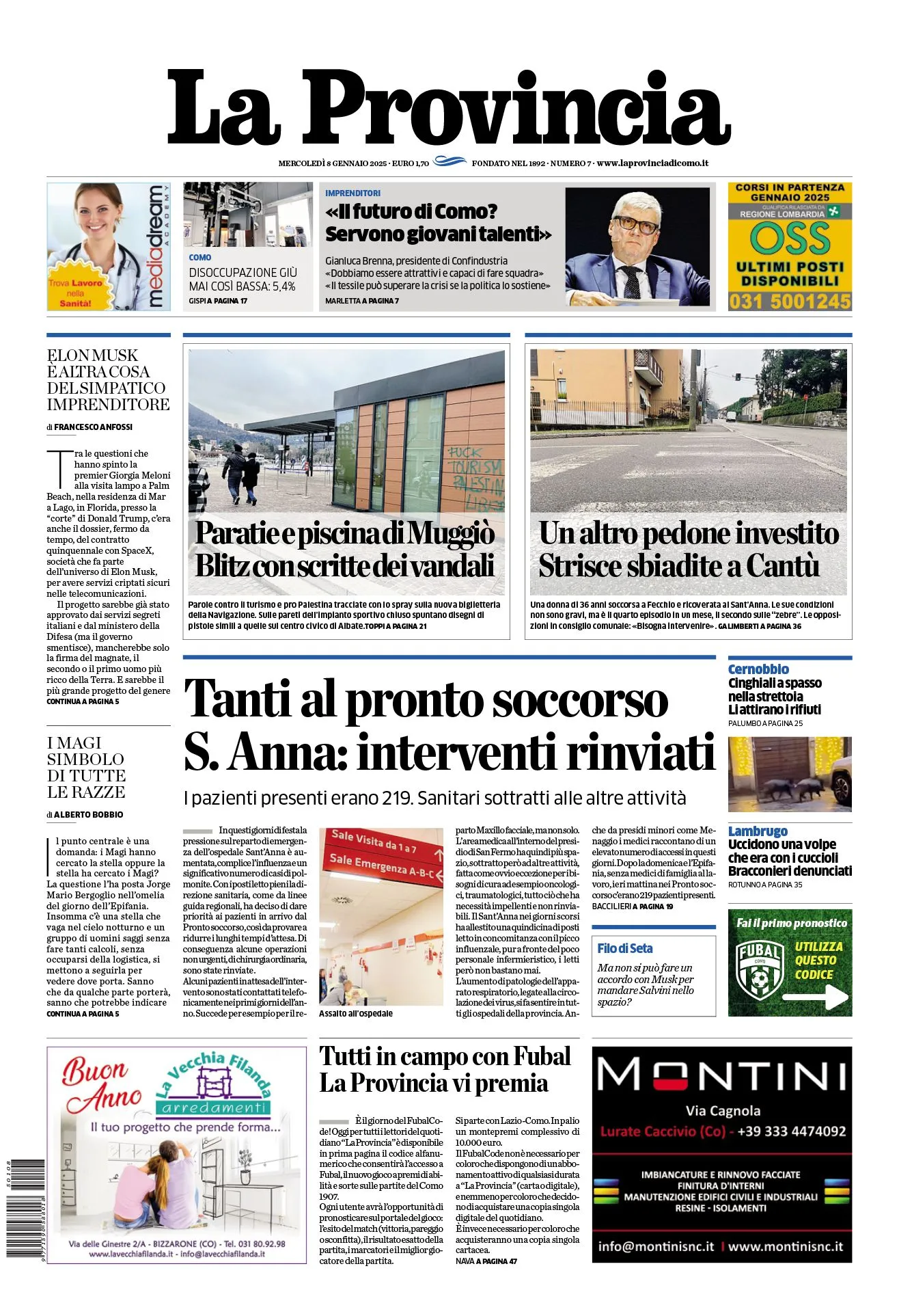 Prima-pagina-la-provincia-oggi-oggi-edizione-del-2025-01-08