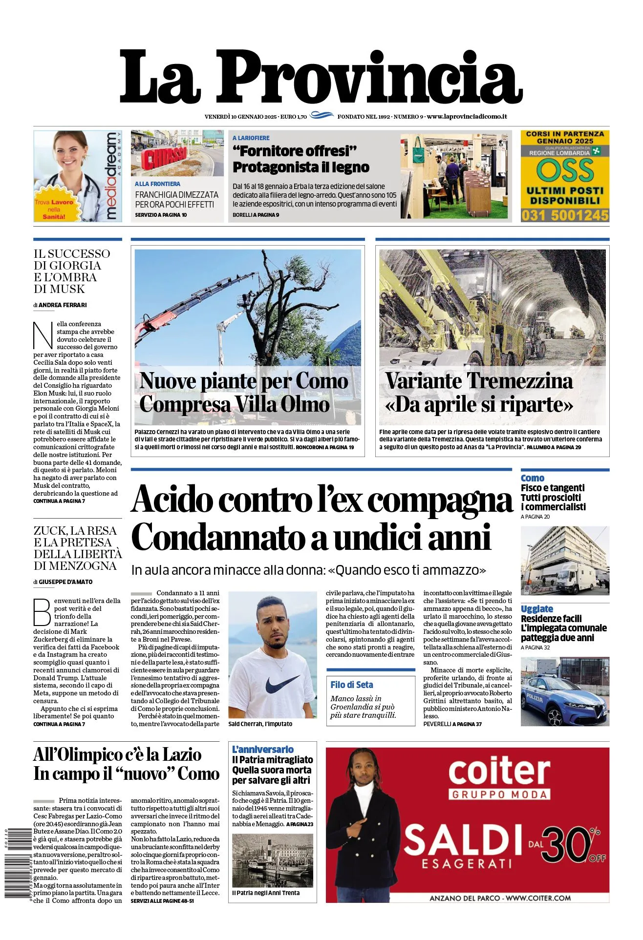 Prima-pagina-la-provincia-oggi-oggi-edizione-del-2025-01-10