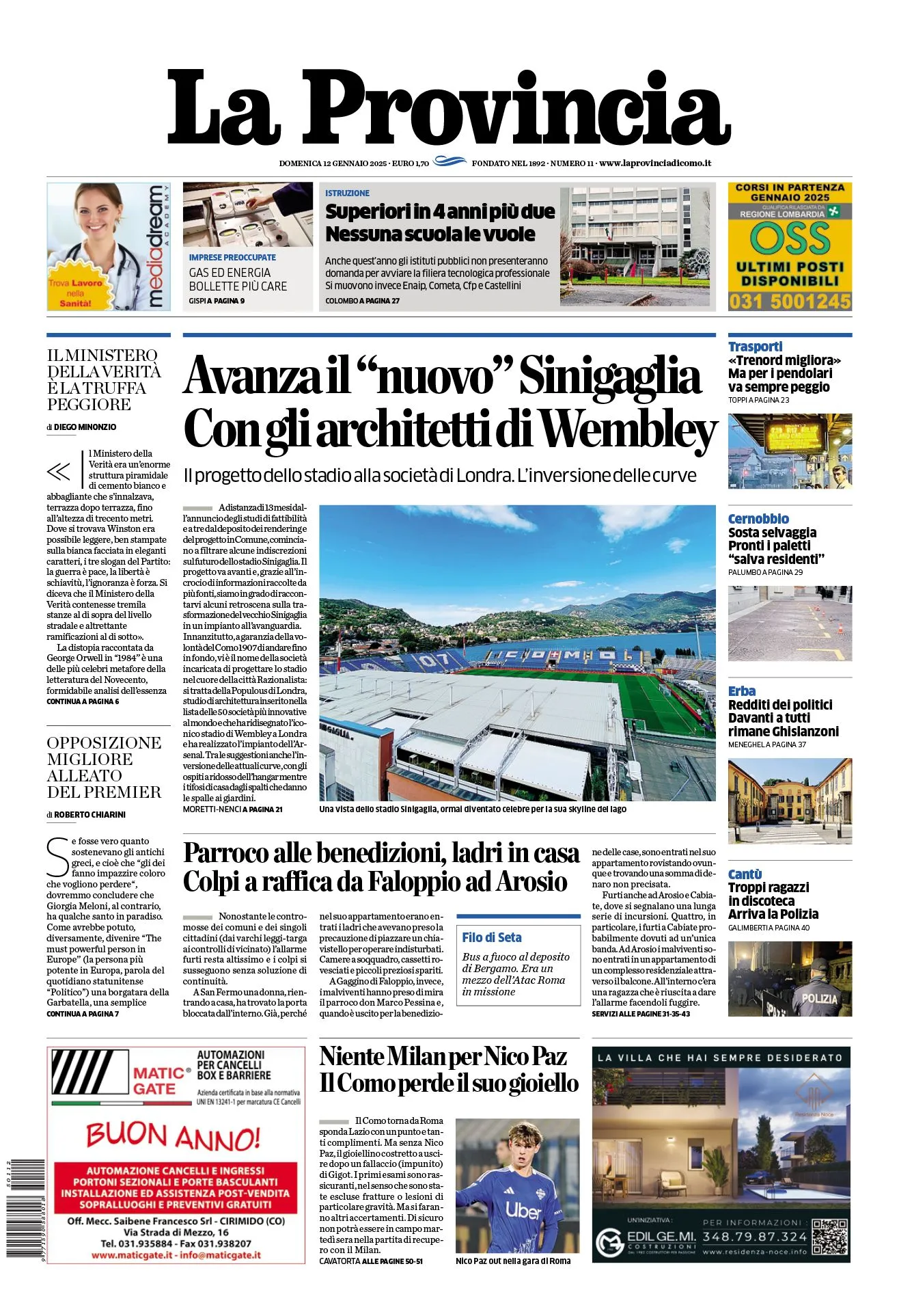 Prima-pagina-la-provincia-oggi-oggi-edizione-del-2025-01-12