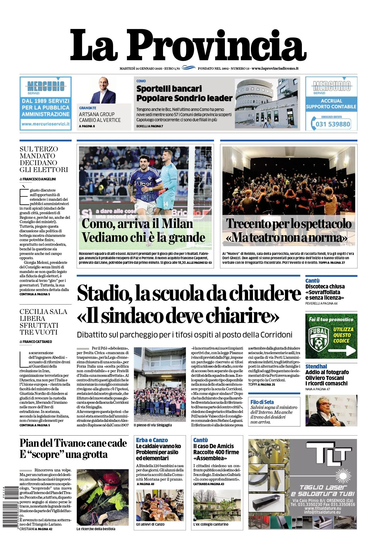 Prima-pagina-la-provincia-oggi-oggi-edizione-del-2025-01-14