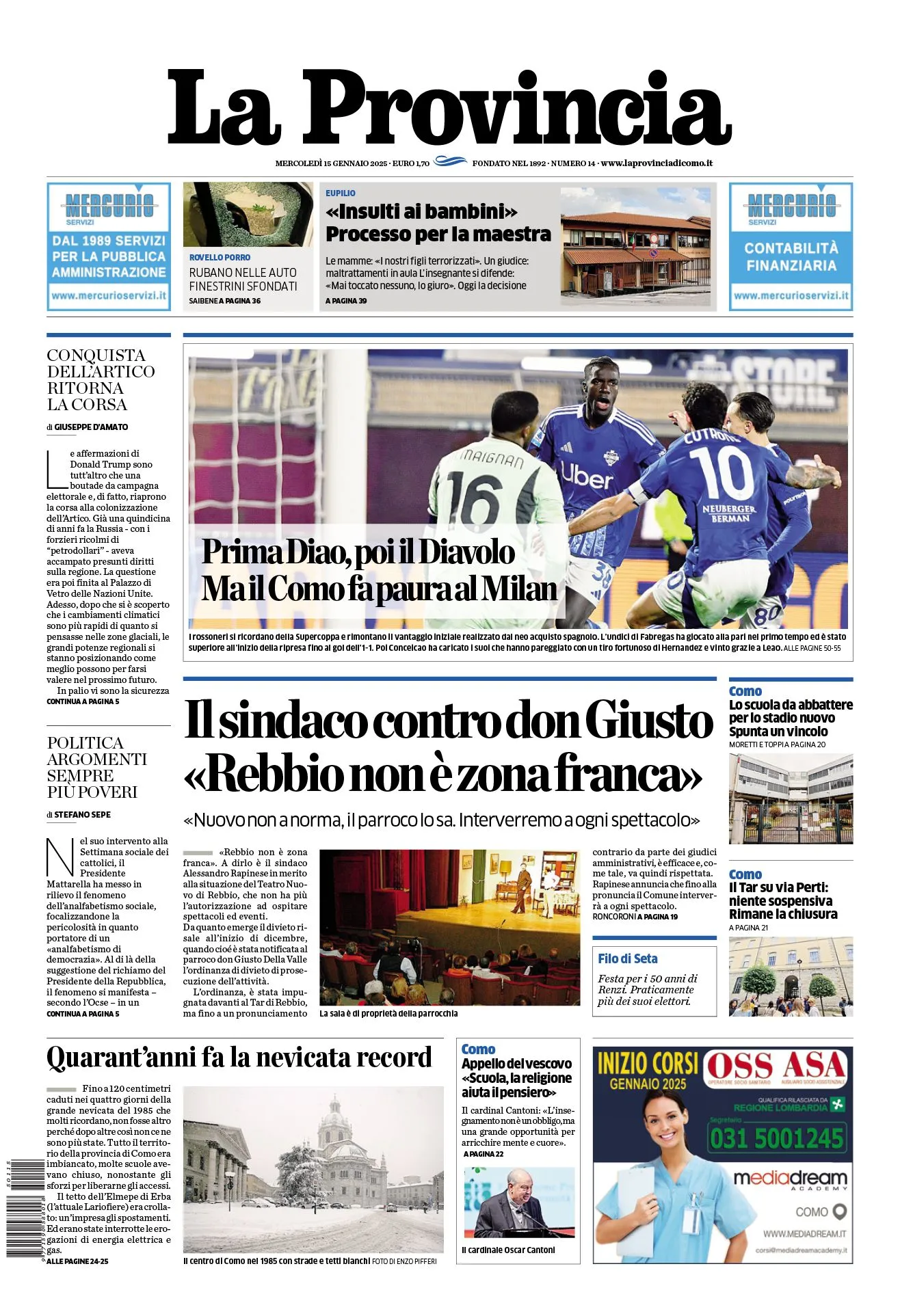 Prima-pagina-la-provincia-oggi-oggi-edizione-del-2025-01-15