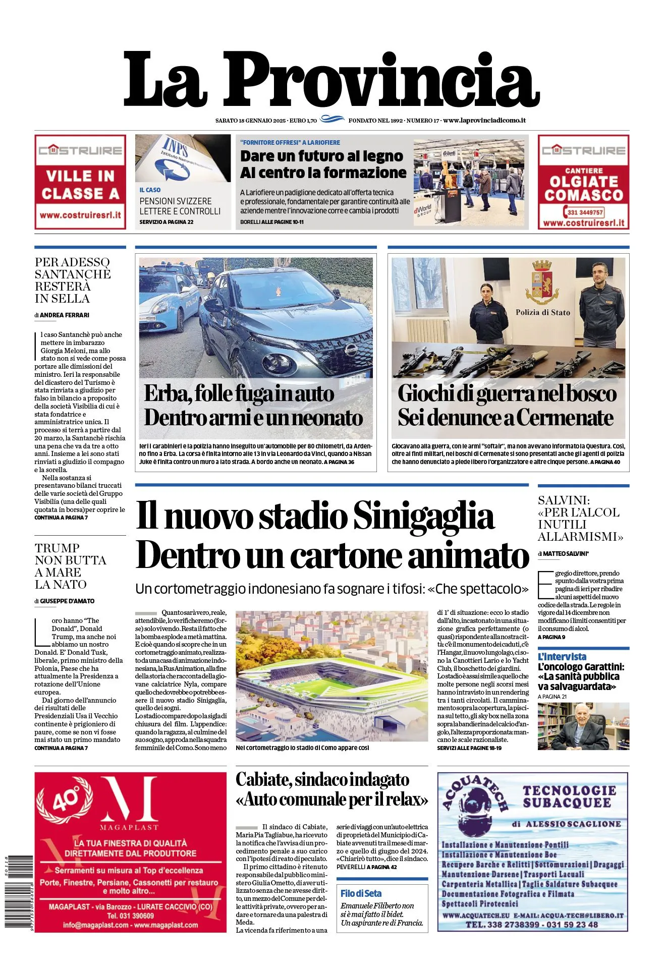 Prima-pagina-la-provincia-oggi-oggi-edizione-del-2025-01-18